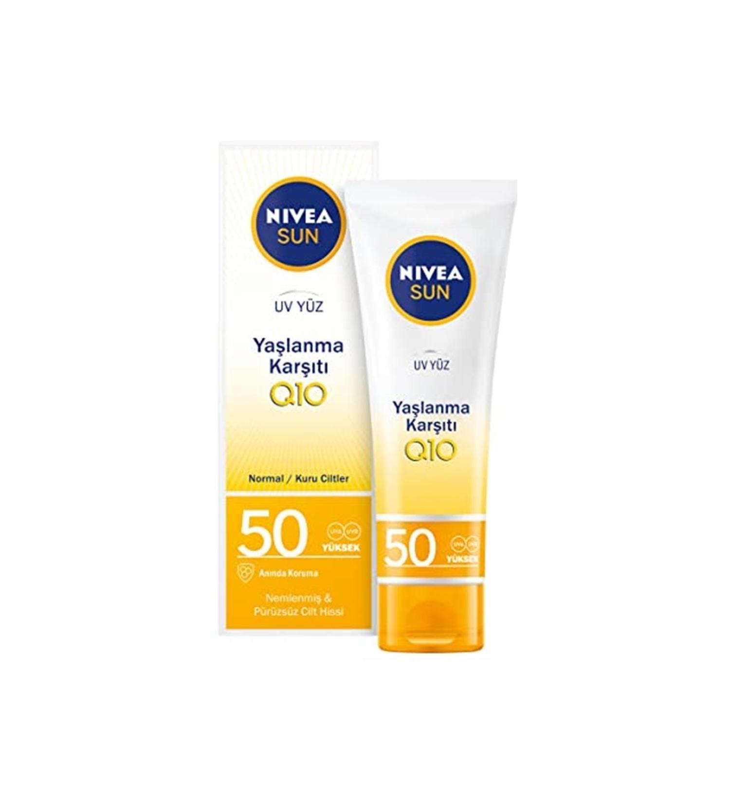 NIVEA Sun Spf 50+ Anti-Aging and Anti-Spot Q10 Face Sun Cream (50 ml) - Buy Online on GoSupps.com