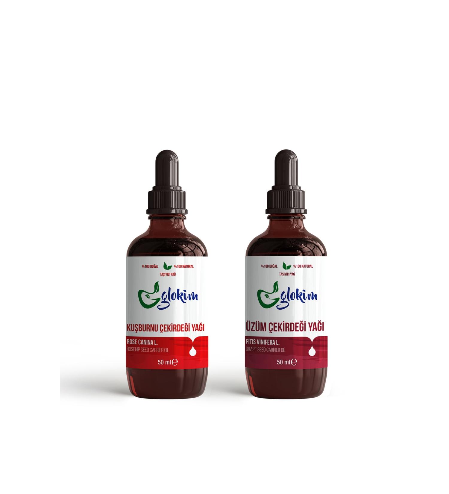 GLOKIM Rosehip Seed Oil 50 Ml - Grape Seed Oil 50 Ml Skin Care Set
