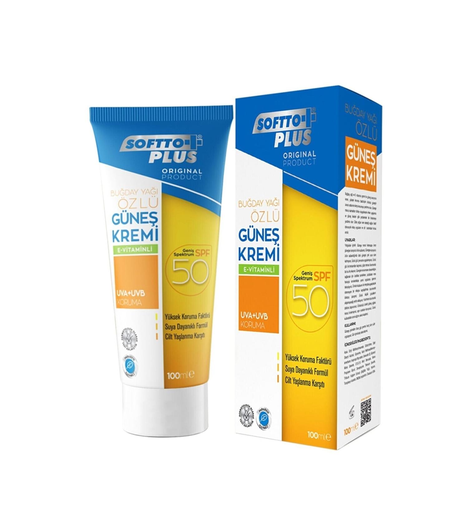 Softto Plus Wheat Germ Oil Extract Sunscreen with Vitamin E 50spf 100ml