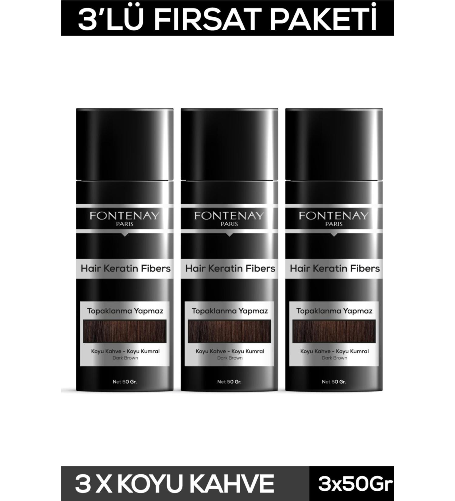Fontenay Hair Volumizing Keratin Fibers Dark Brown Topical Hair Powder 50gr X3 - Buy Online on GoSupps.com