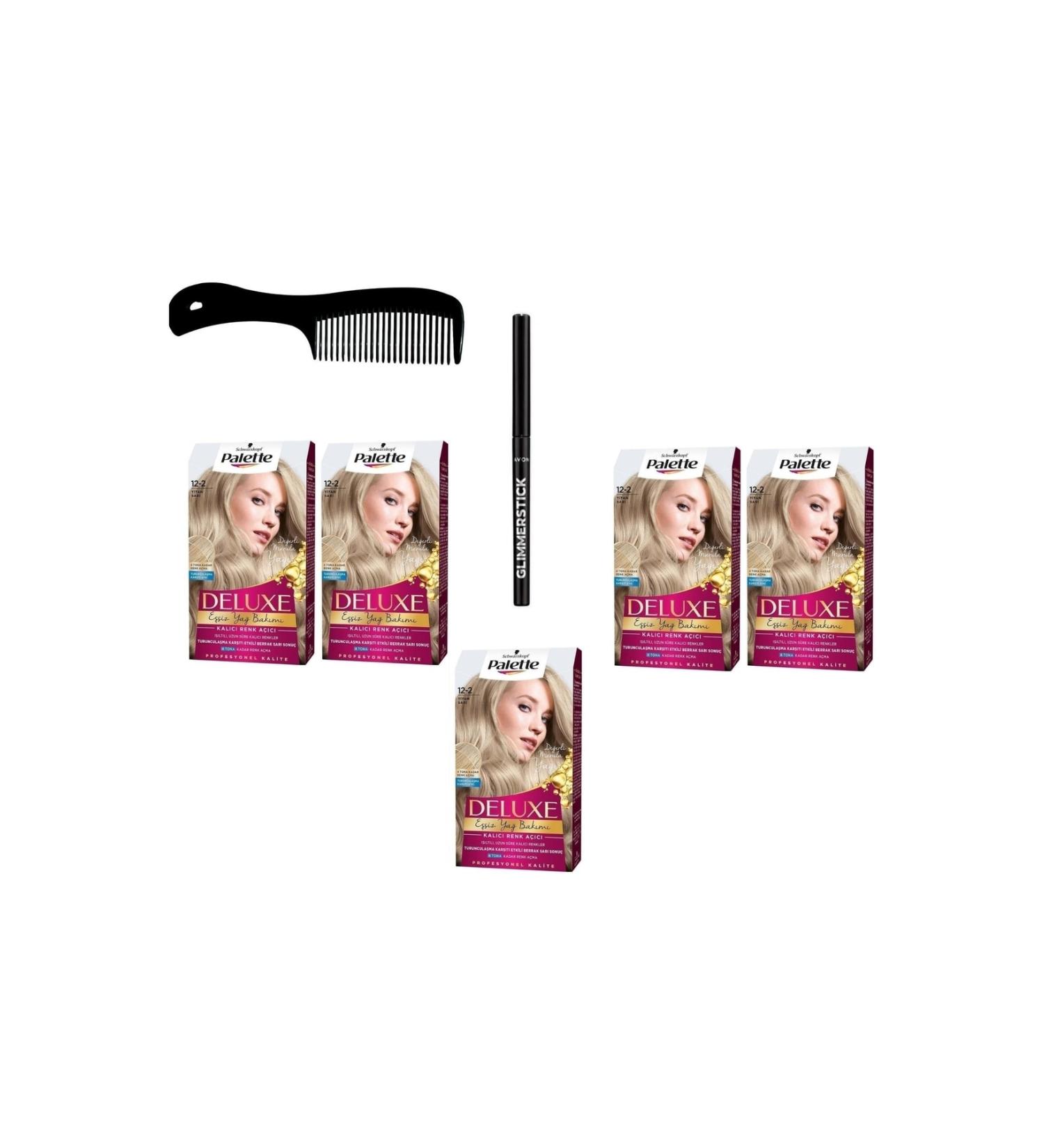 Palette Deluxe 12-2 Titan Yellow X 5pcs + Gl mmer Stick Eyeliner + Comb