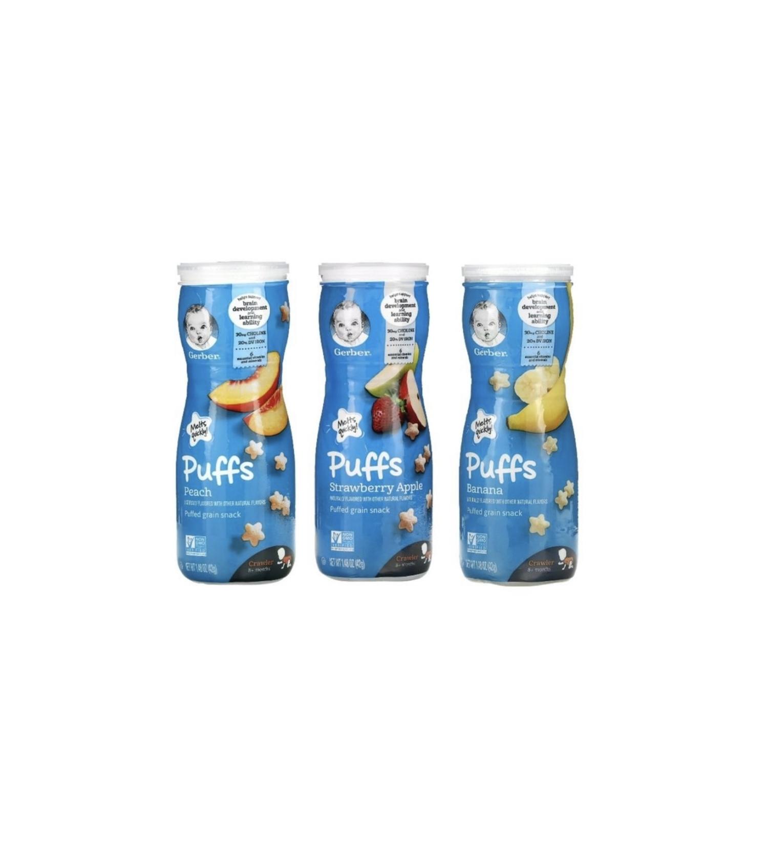 Gerber Puffs Strawberry Apple - Banana - Peach Snack 42 gr