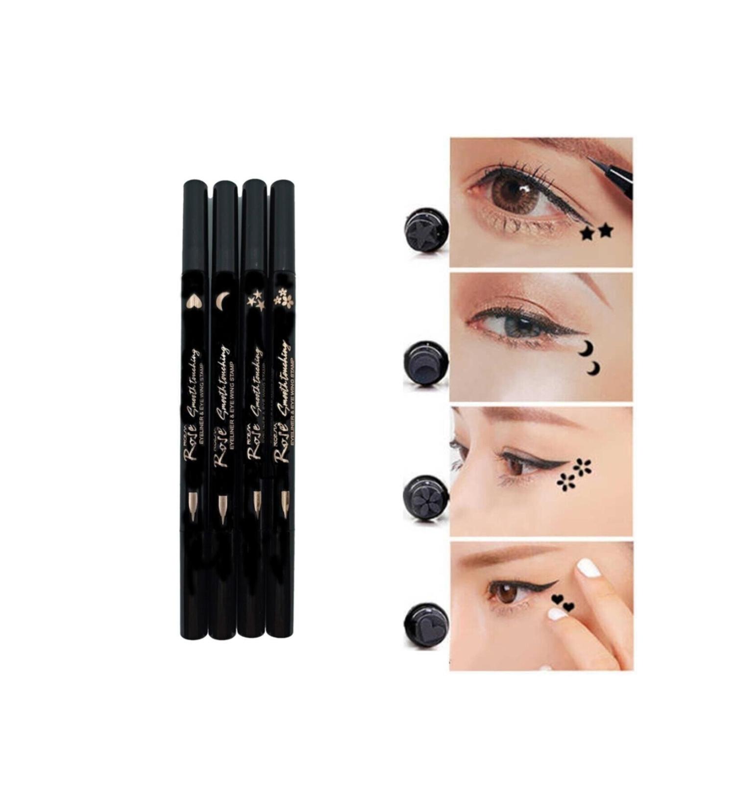 Double Sided Moon - Star - Heart and Flower Patterned Pencil Eyeliner 4 Pieces - Buy Online on GoSupps.com