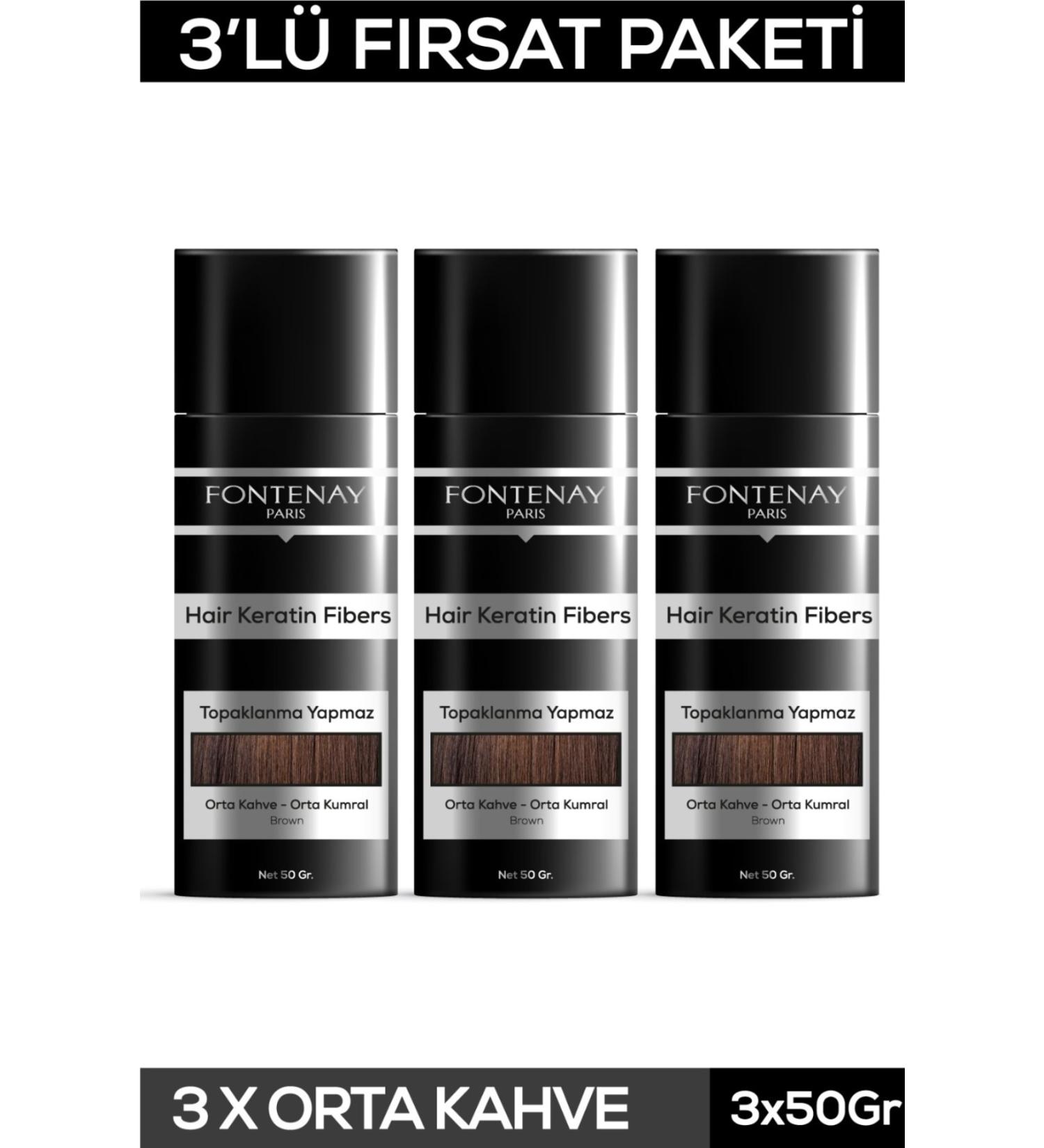 Fontenay Hair Volumizing Keratin Fibers Medium Brown Topical Hair Powder 50gr X3 - Buy Online on GoSupps.com