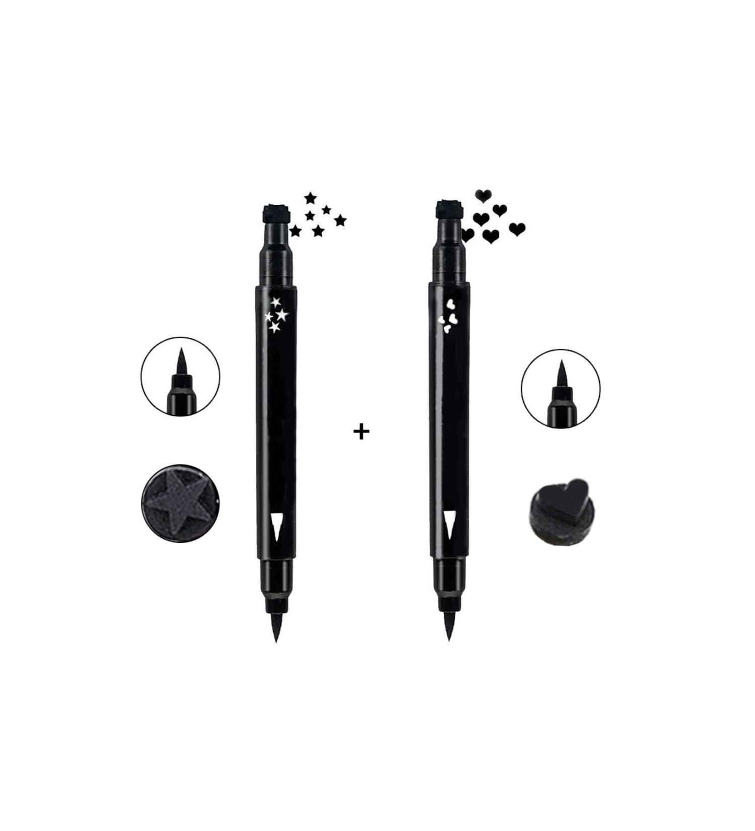 Cosmetichane Double Ended Eyeliner Star and Heart Pattern 2 Piece Economic Set