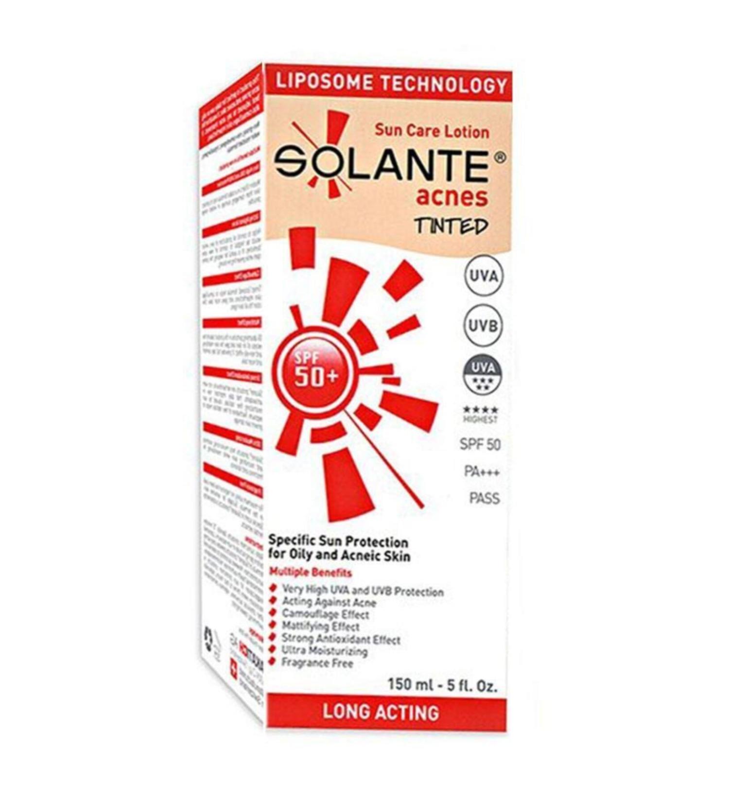 Solante Acnes Tinted Spf50+ Tinted Sunscreen Lotion 150ml | Anti-Acne Care