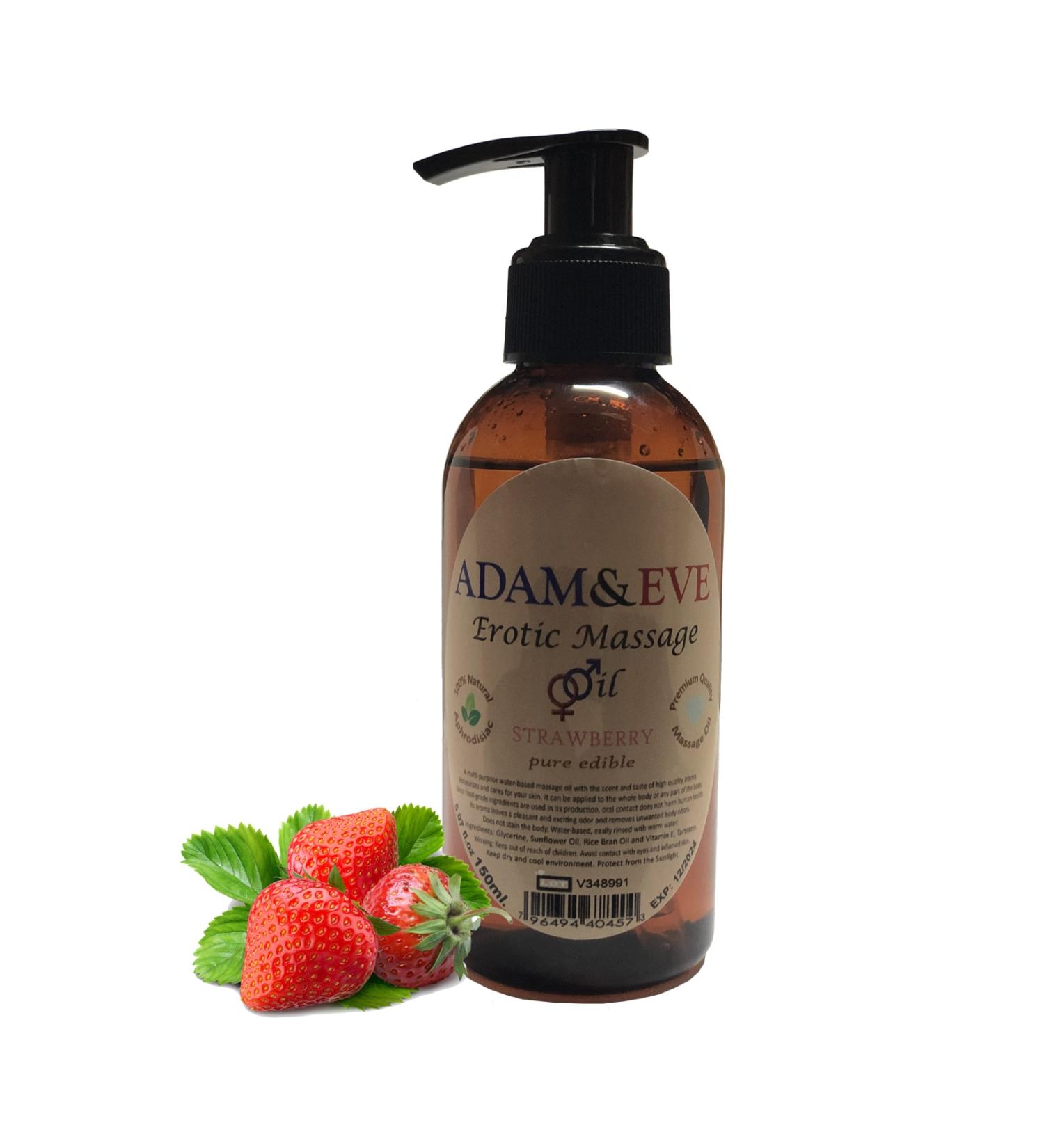 ADAMEVE Strawberry Massage Oil 120 ml Strawberry Flavored Body Massage Oil