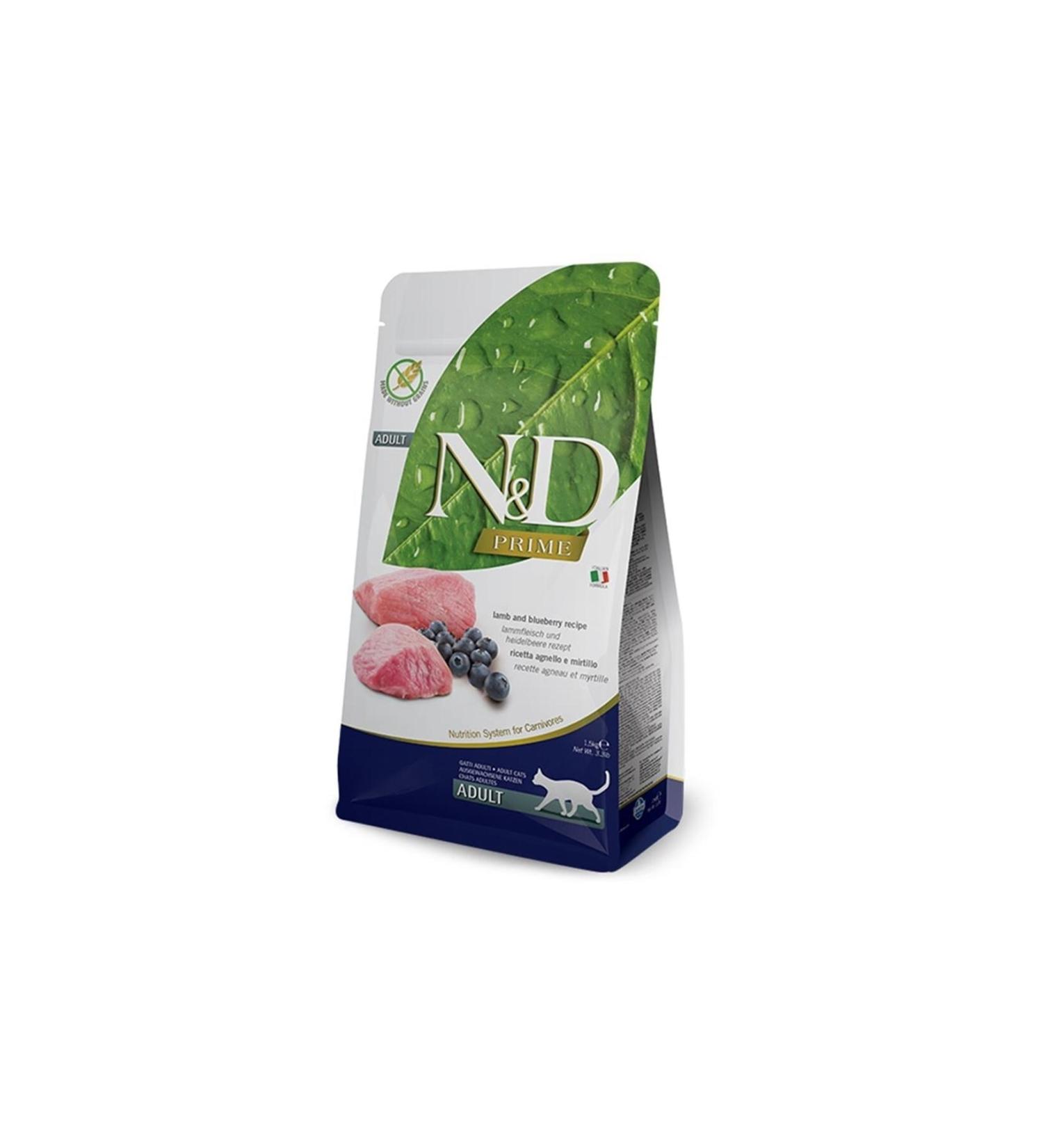 N & D Nd Prime Grain Free Lamb And Blueberry Adult Cat Food 1.5kg Lamb And Blueberry