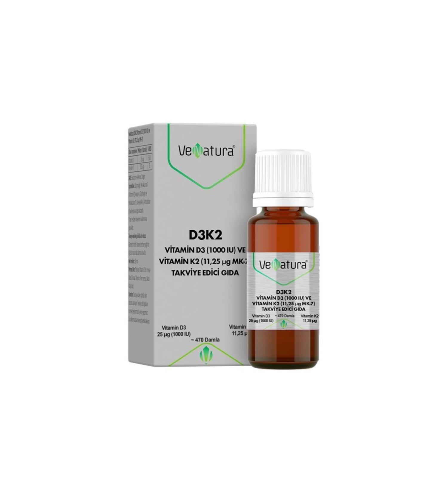 Venatura D3k2 Vitamin D3 And Menaquinon 7 11.25 Mcg Food Supplement 20 ml