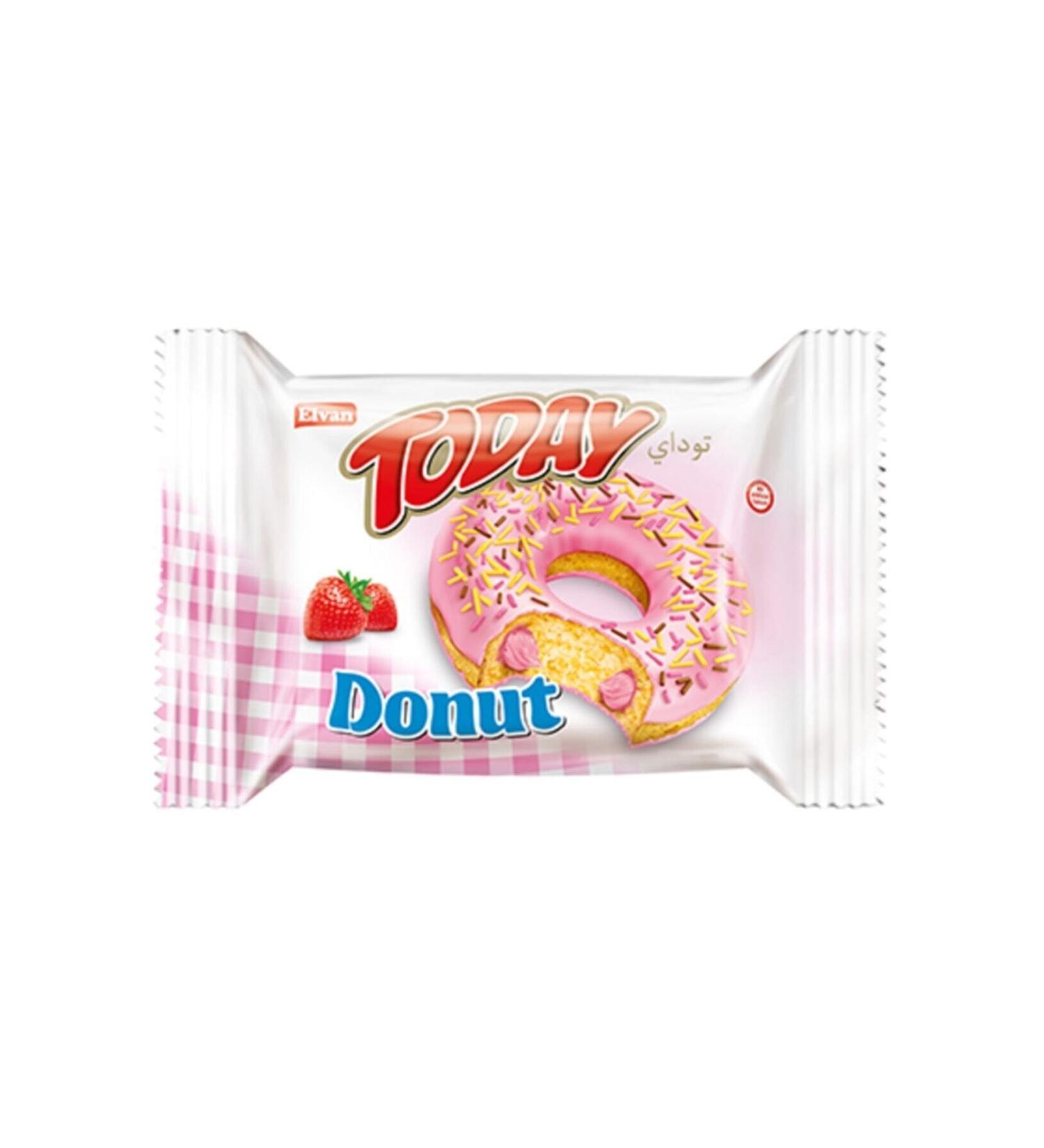 Elvan Today Donut Strawberry 40 Gr 24 Pieces (1 Box)