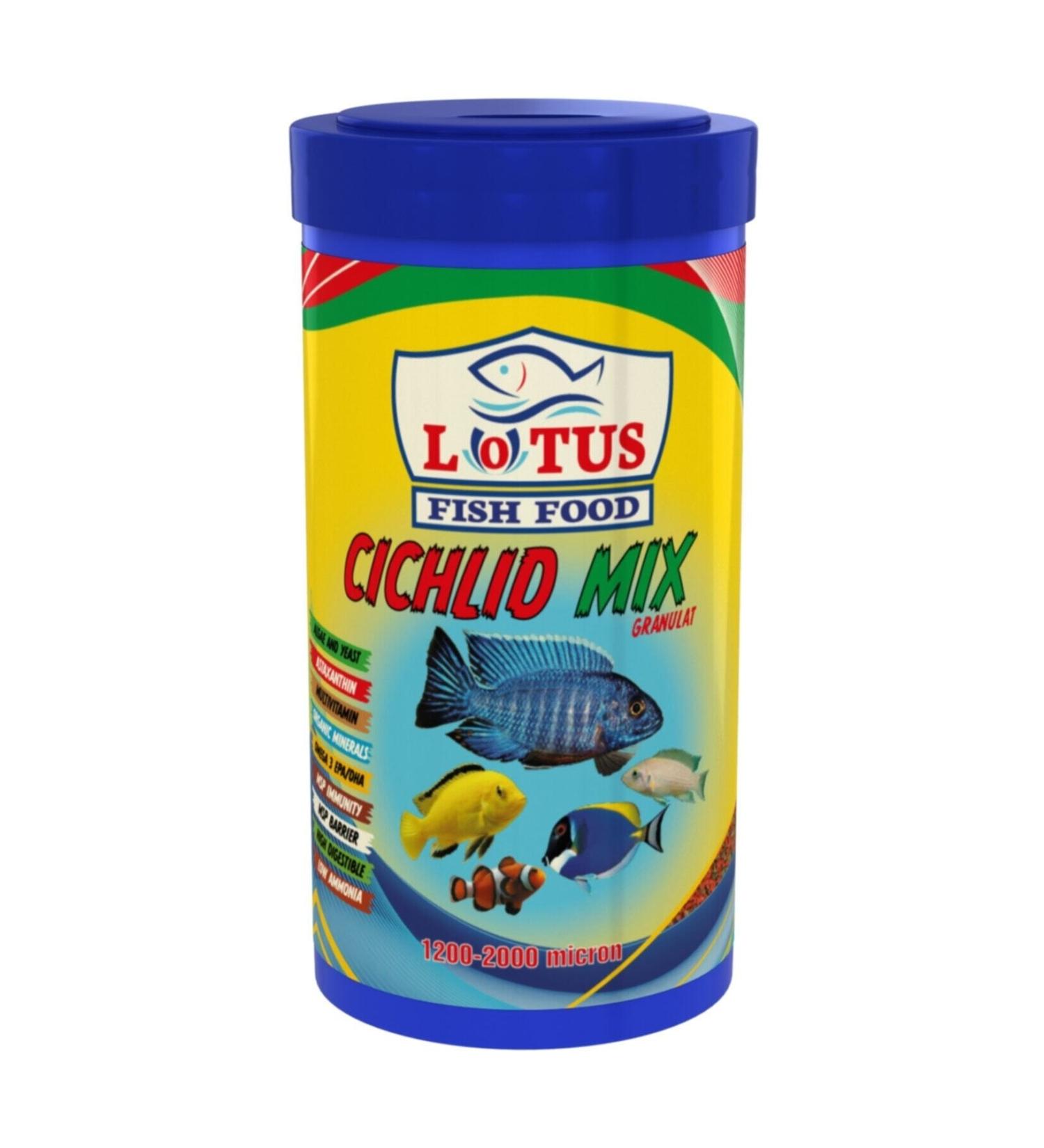 Lotus Cichlid Mix Granules 250 Ml Malawi Cichlid Dolphin Yellow Princess Ahli Fish Food - Buy Online on GoSupps.com