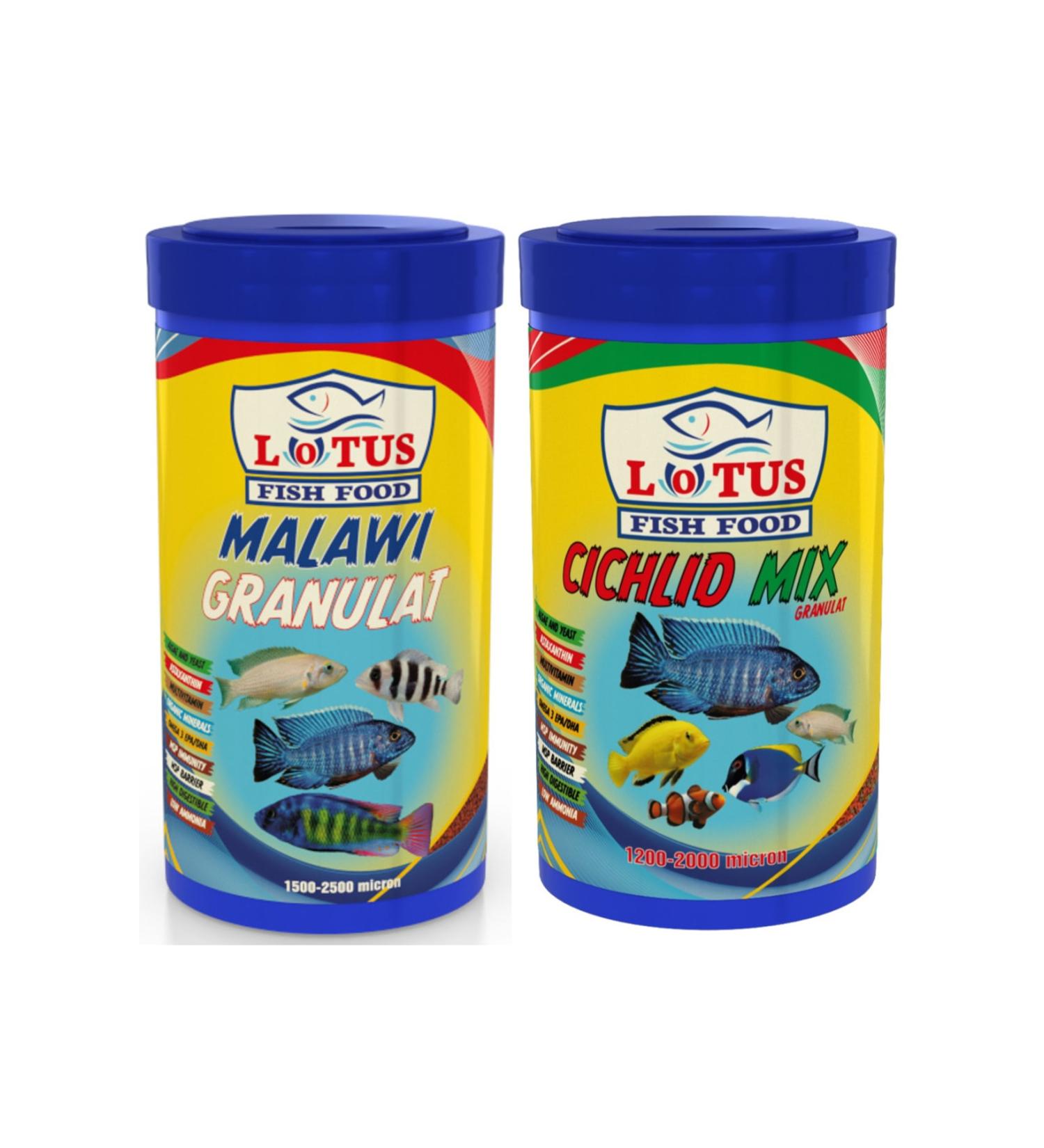 Lotus Malawi Granulat 1000 ml + Cichlid Mix 1000 ml Fish Food
