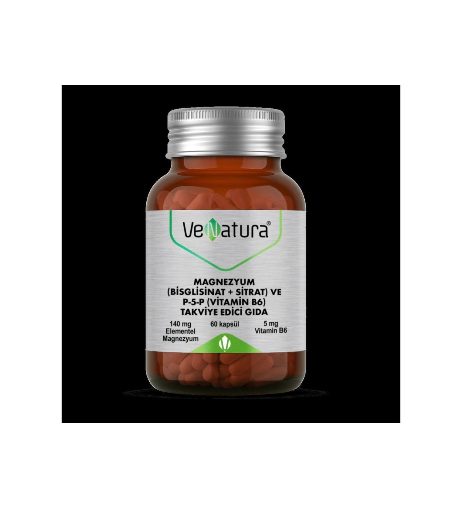Venatura Magnesium Bisglycinate+Citrate And P5p Vitamin B6 60 Capsules