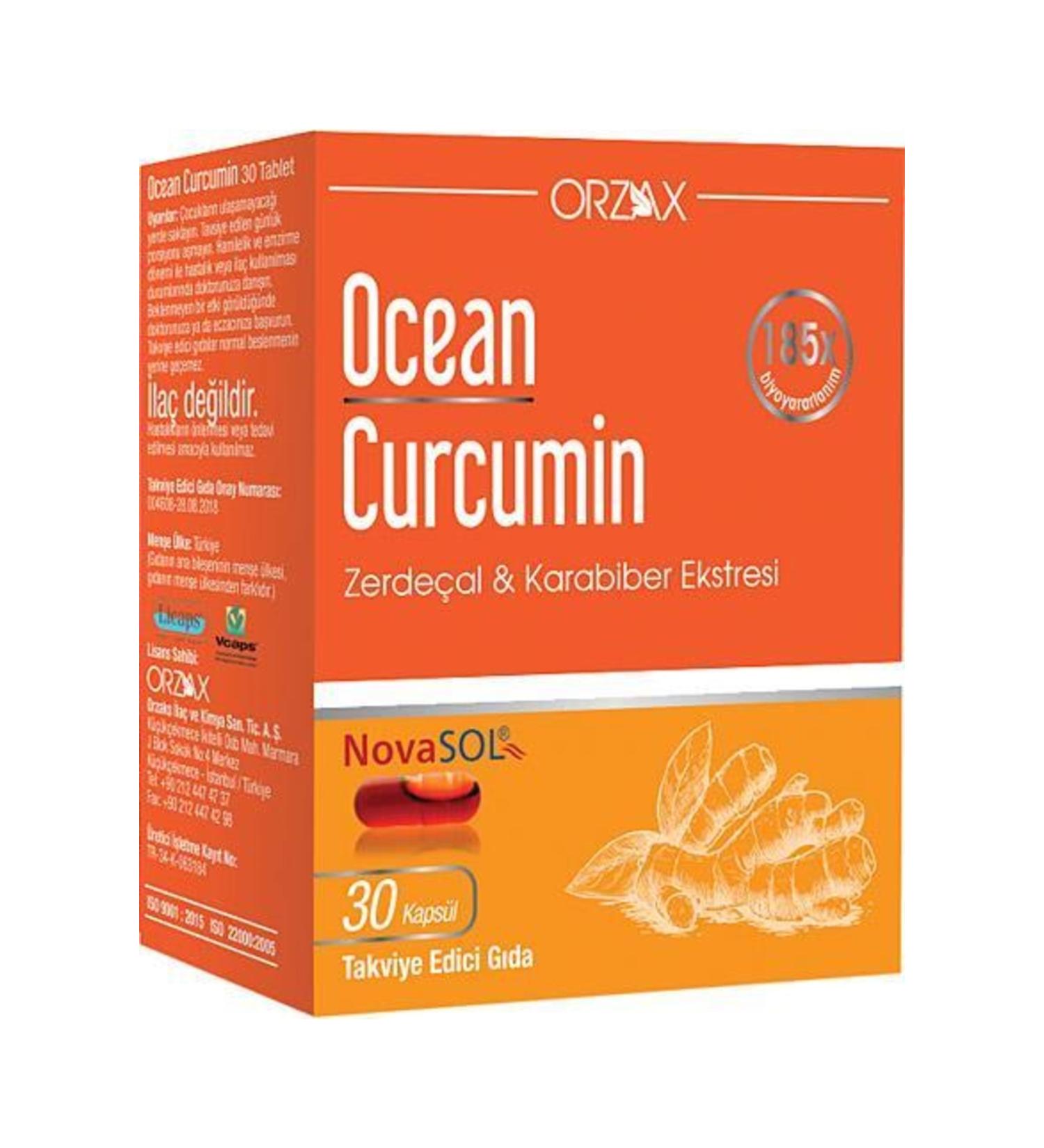 Ocean Orzax Curcumin Black Pepper Extract Supplementary Food 30 Capsules