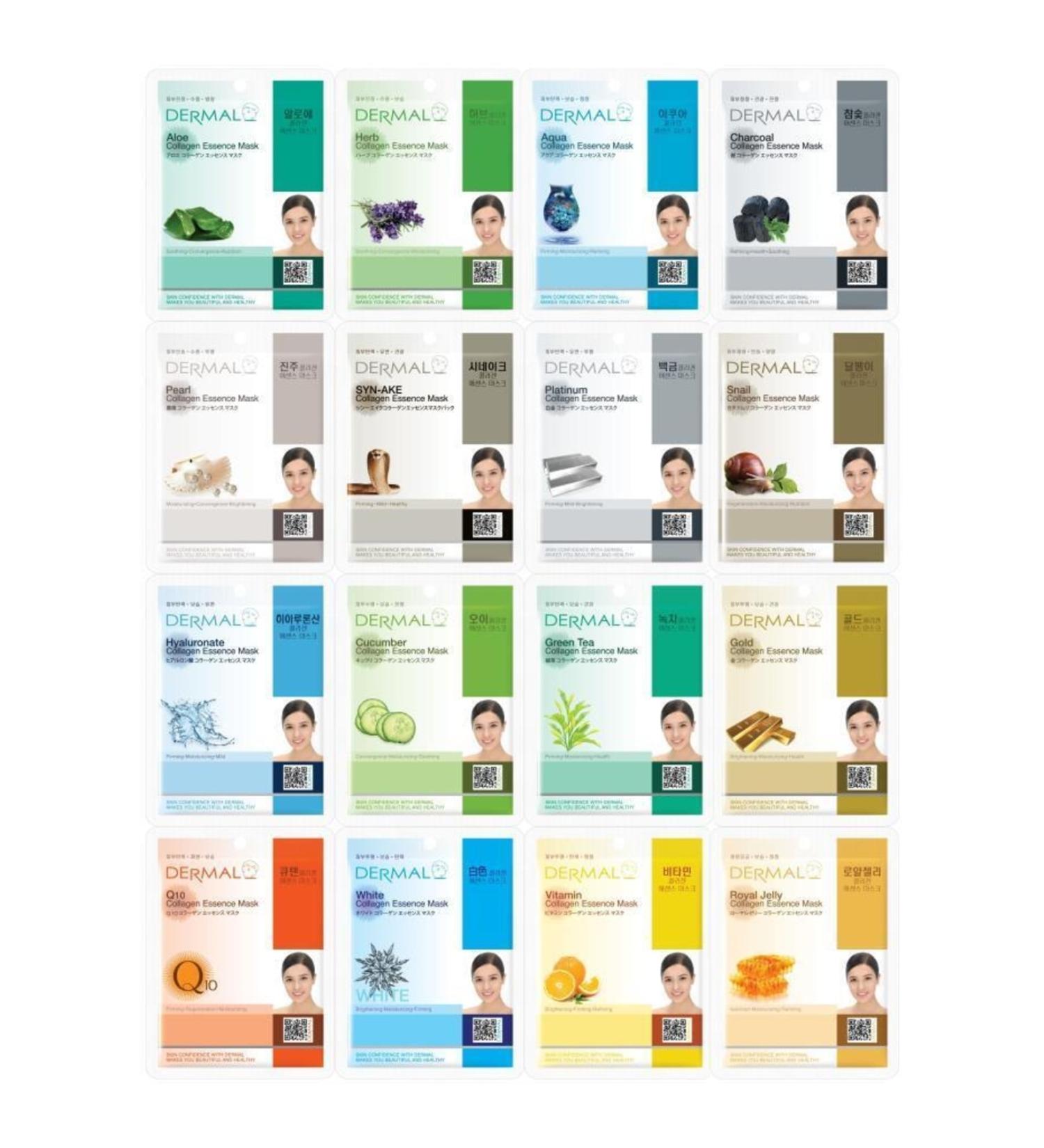 Dermal 16-Piece Mixed Collagen Essence Disposable Skin Care Masks