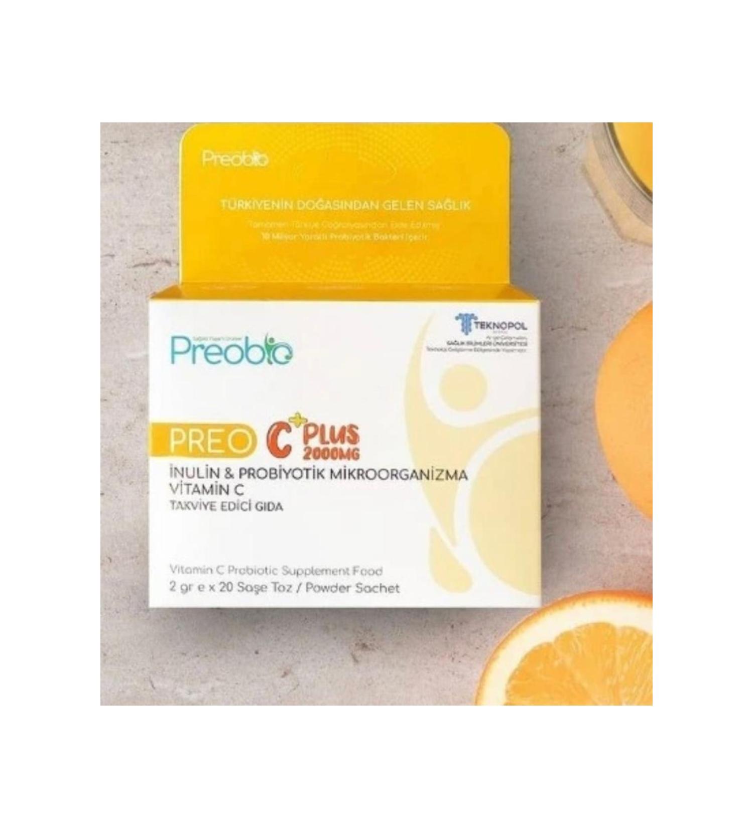 Preobio C Plus Probiotic and Vitamin C - Food Supplement 20 Sachets X 2 Gr C Plus