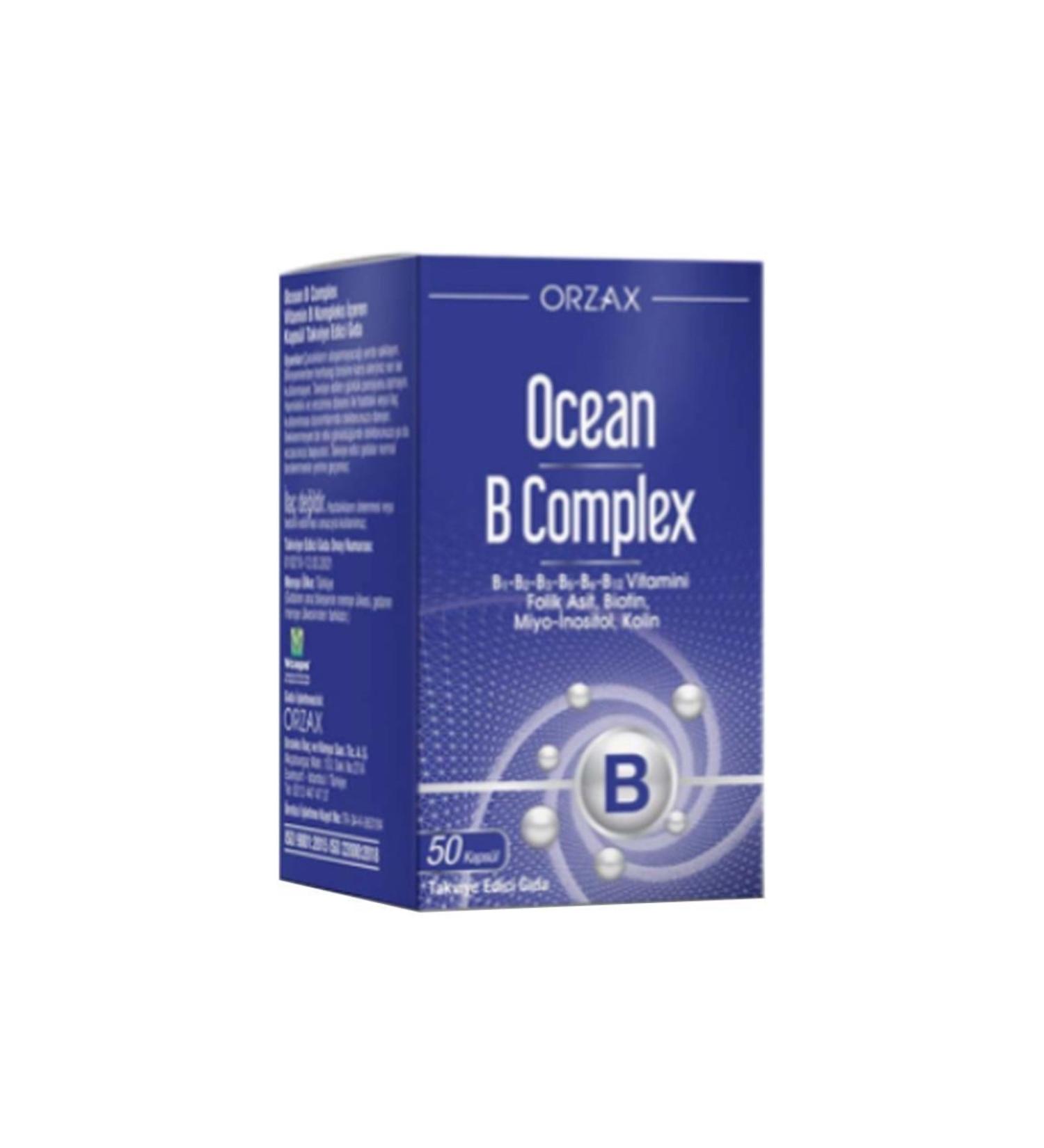 Ocean Orzax B Complex Food Supplement 50 Capsules
