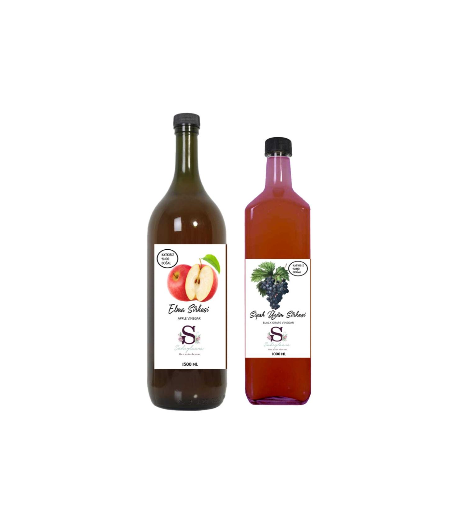 Suheylaana Natural Apple Vinegar 1500 Ml And Natural Black Grape Vinegar 1000 Ml