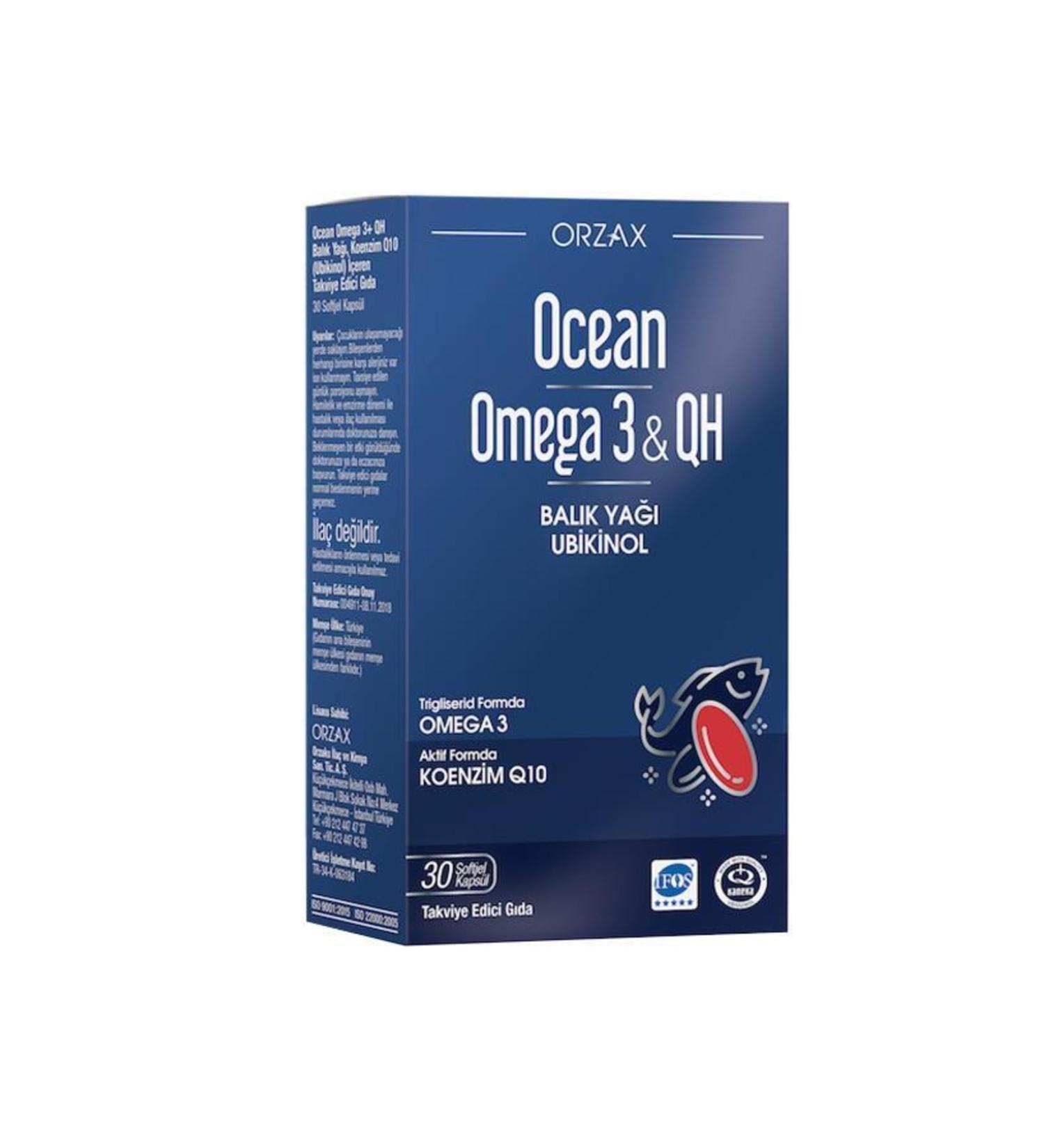 Ocean Orzax Omega 3 & Qh Food Supplement 30 Capsules