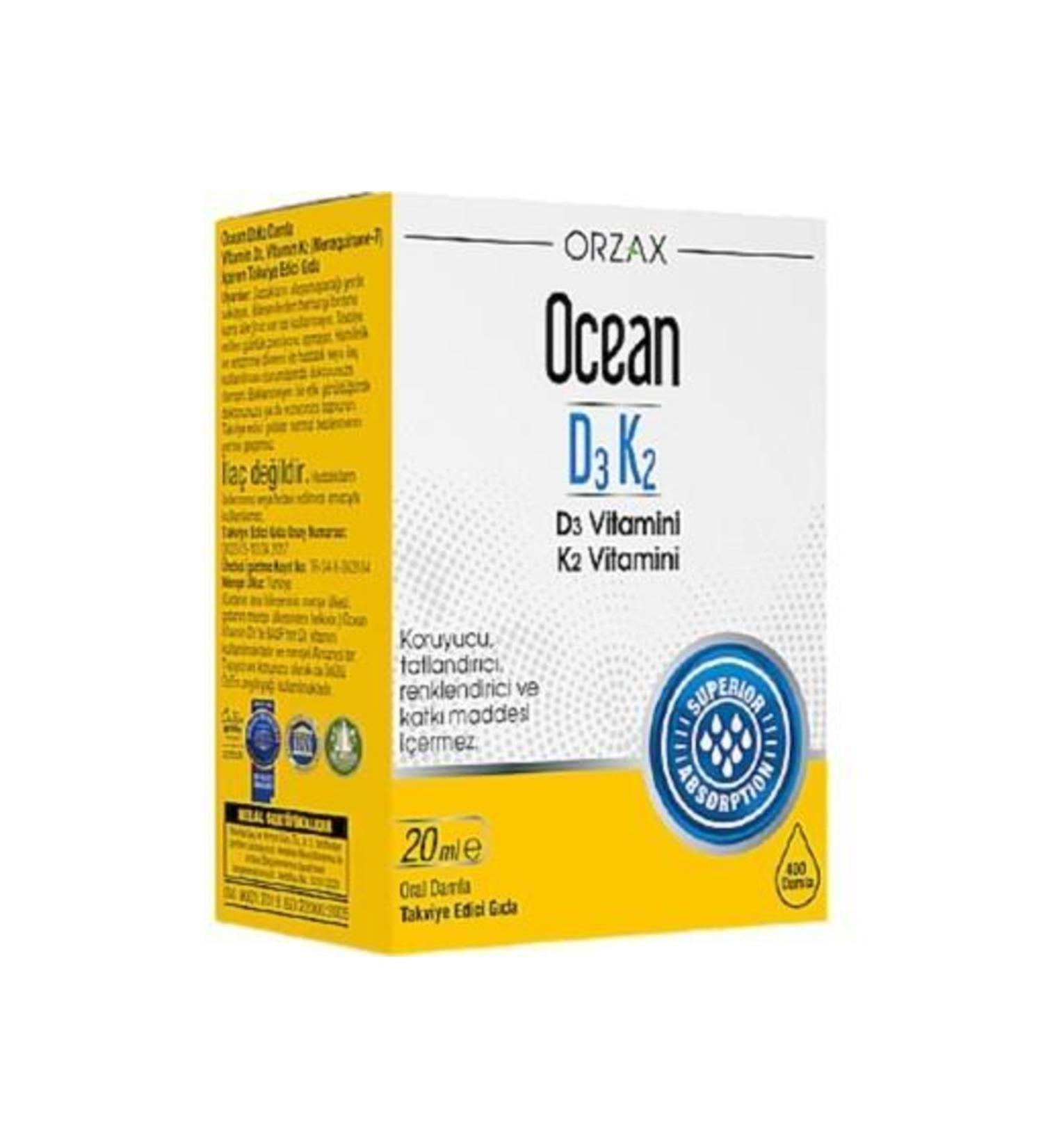 Ocean Orzax D3k2 Vitamin Drops 20 Ml