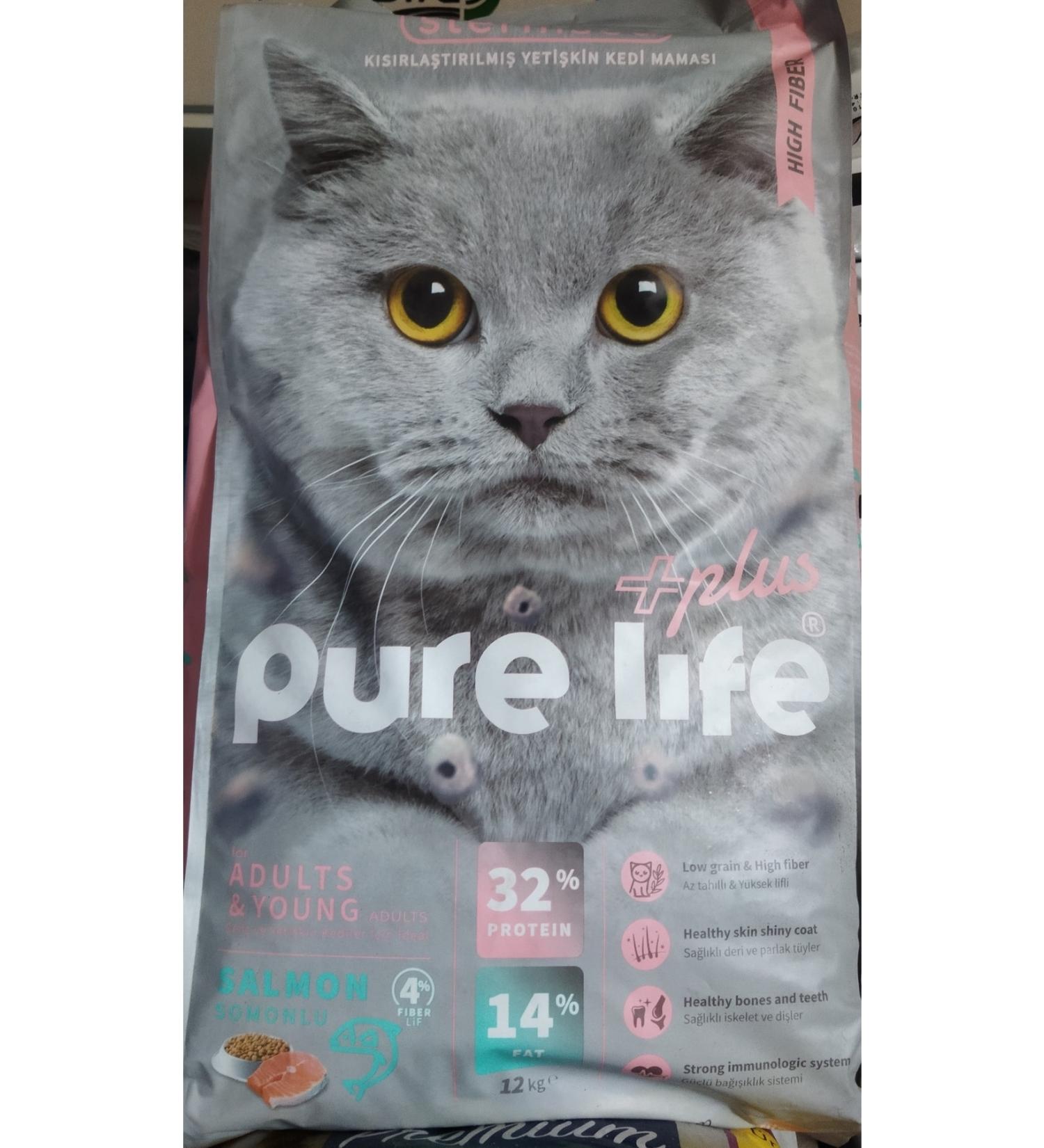 PureLife Life Plus Salmon 12 Kg Adult Neutered Cat Food