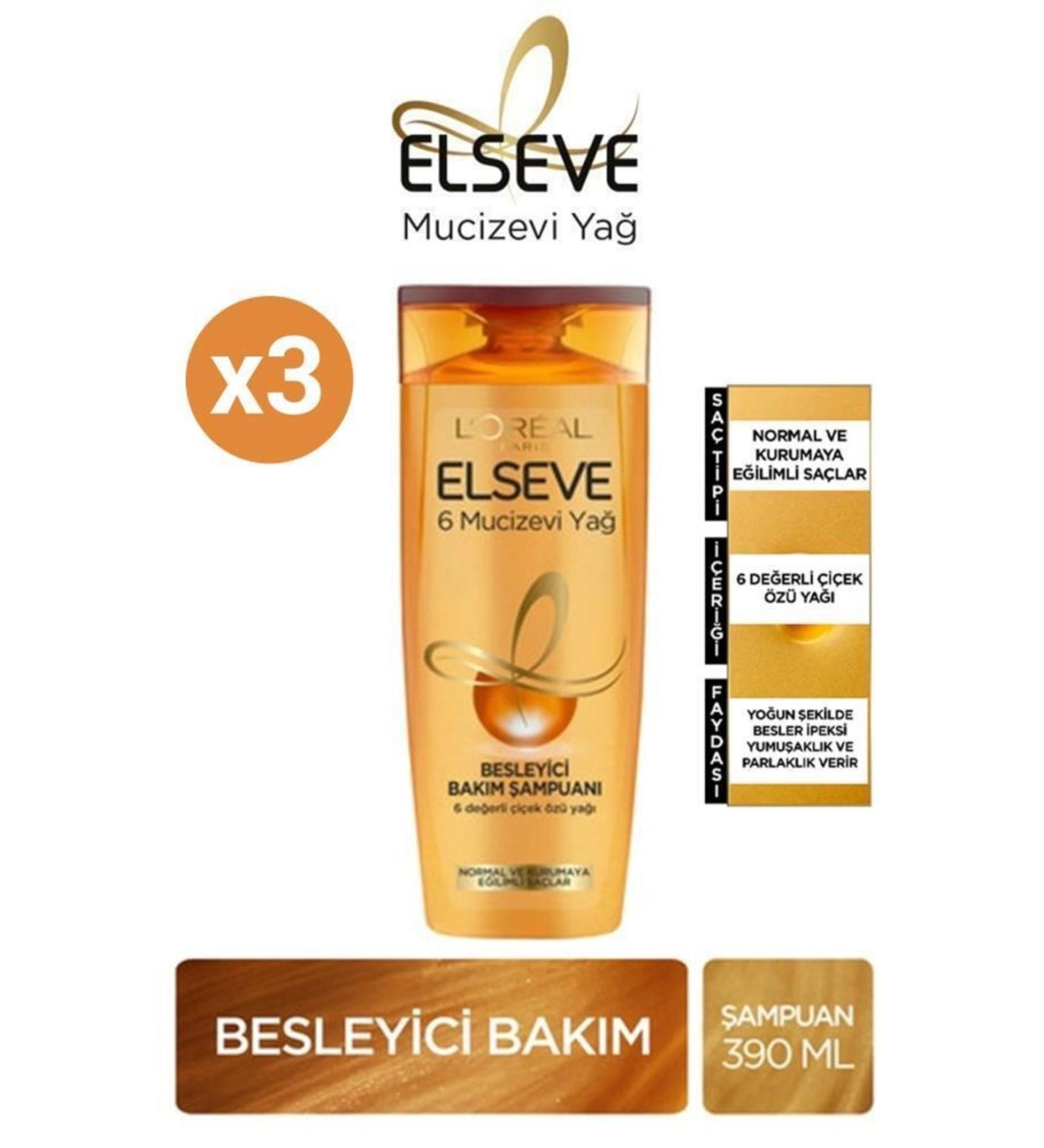 Elseve Miraculous Oil Shampoo 390ml X3