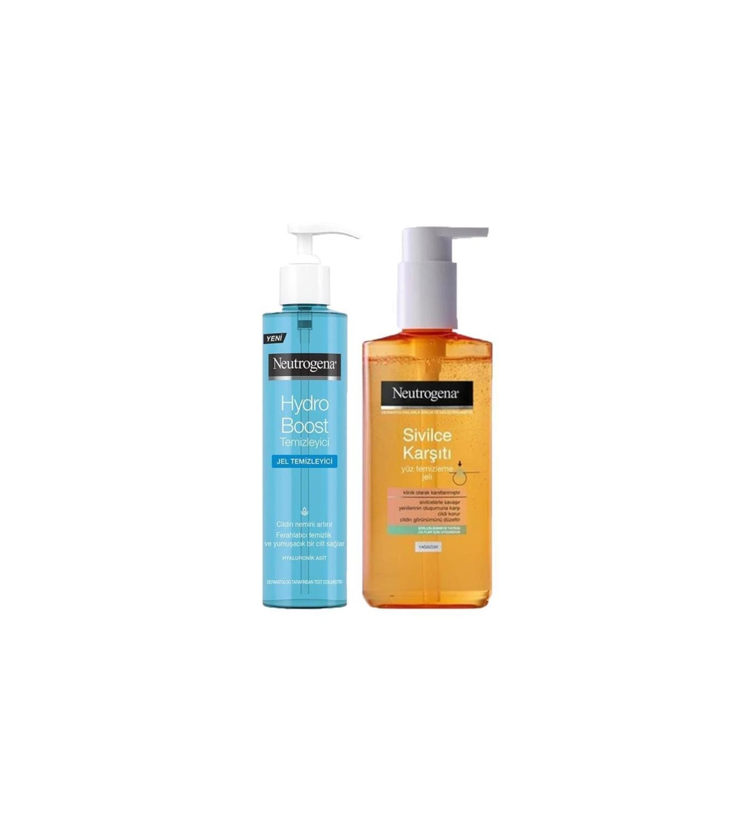 Neutrogena Hydro Boost Water Gel Cleanser 200 Ml And Oil-Free Facial Cleansing Gel 200 Ml