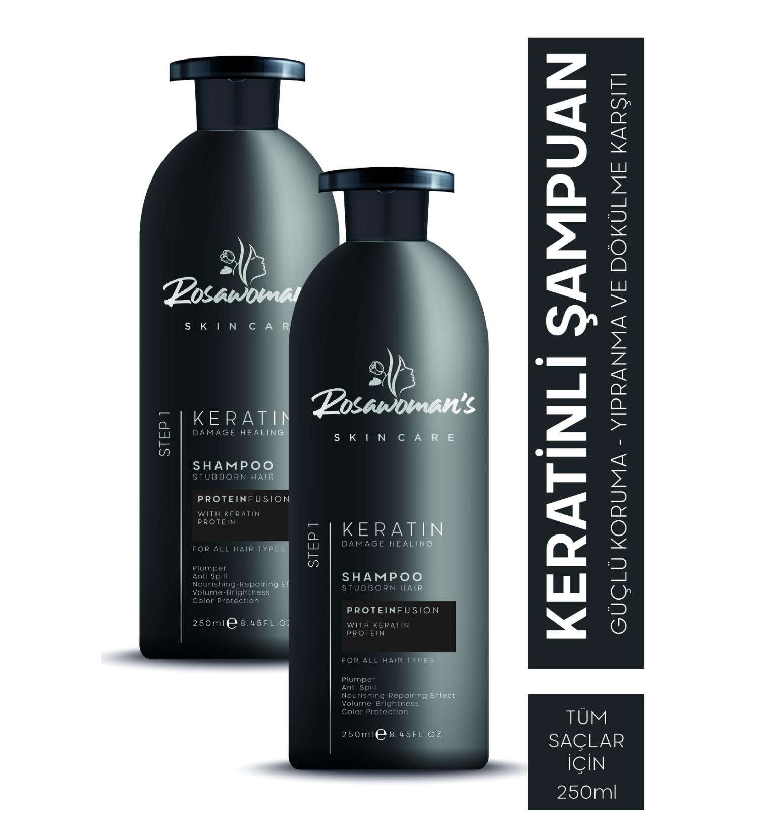 Rosawomans Keratin Repairing Hair Care Shampoo 250 ml 2 Pieces
