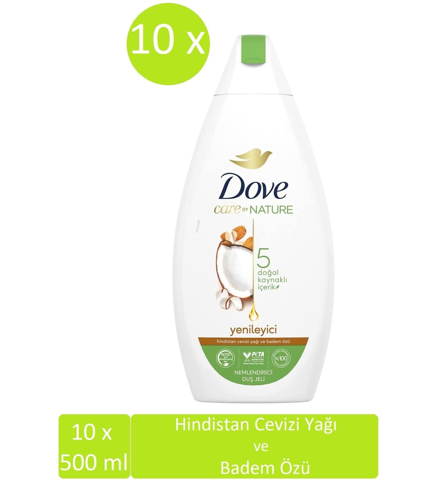 Dove Care By Nature Refreshing Shower Gel with Coconut Oil and Almond Extract 500 Ml X 10 Pieces (Box)