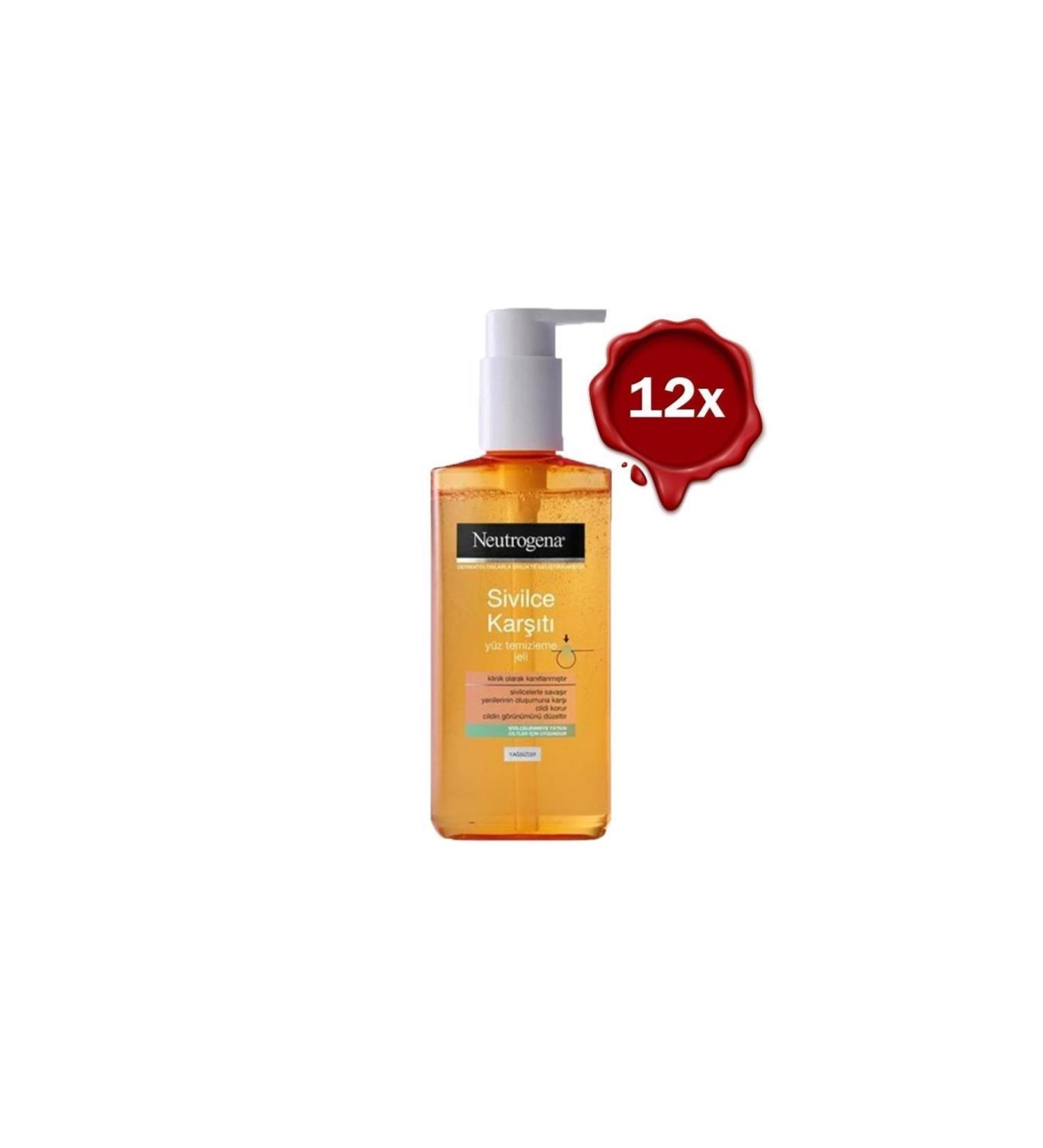 Neutrogena Visibly Clear Anti-Acne Oil-Free Facial Cleansing Gel 200 Ml X 12