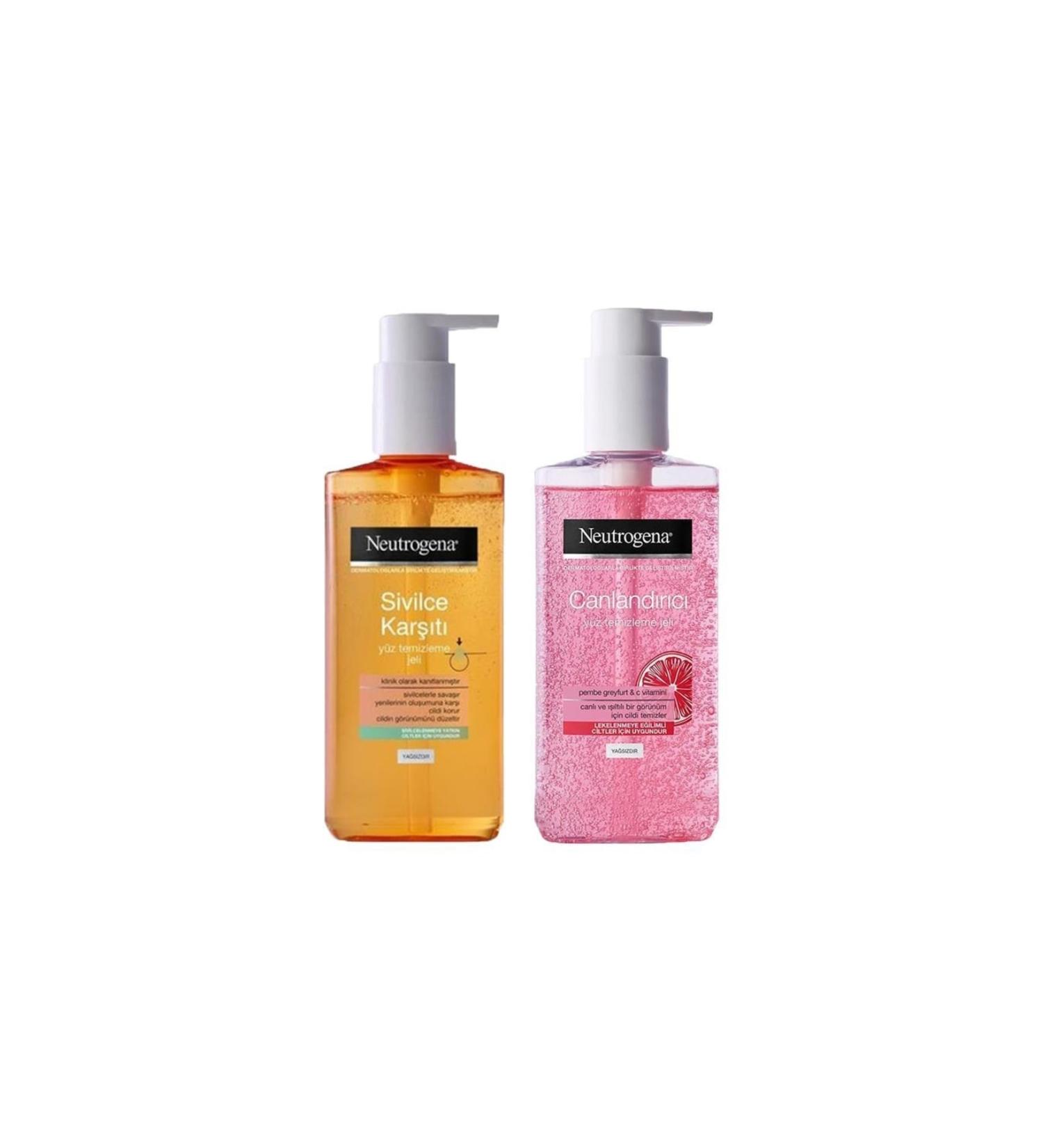 Neutrogena Visibly Clear Oil-Free Facial Cleanser 200 Ml And Face Wash Gel Pink Grapefruit 200 Ml
