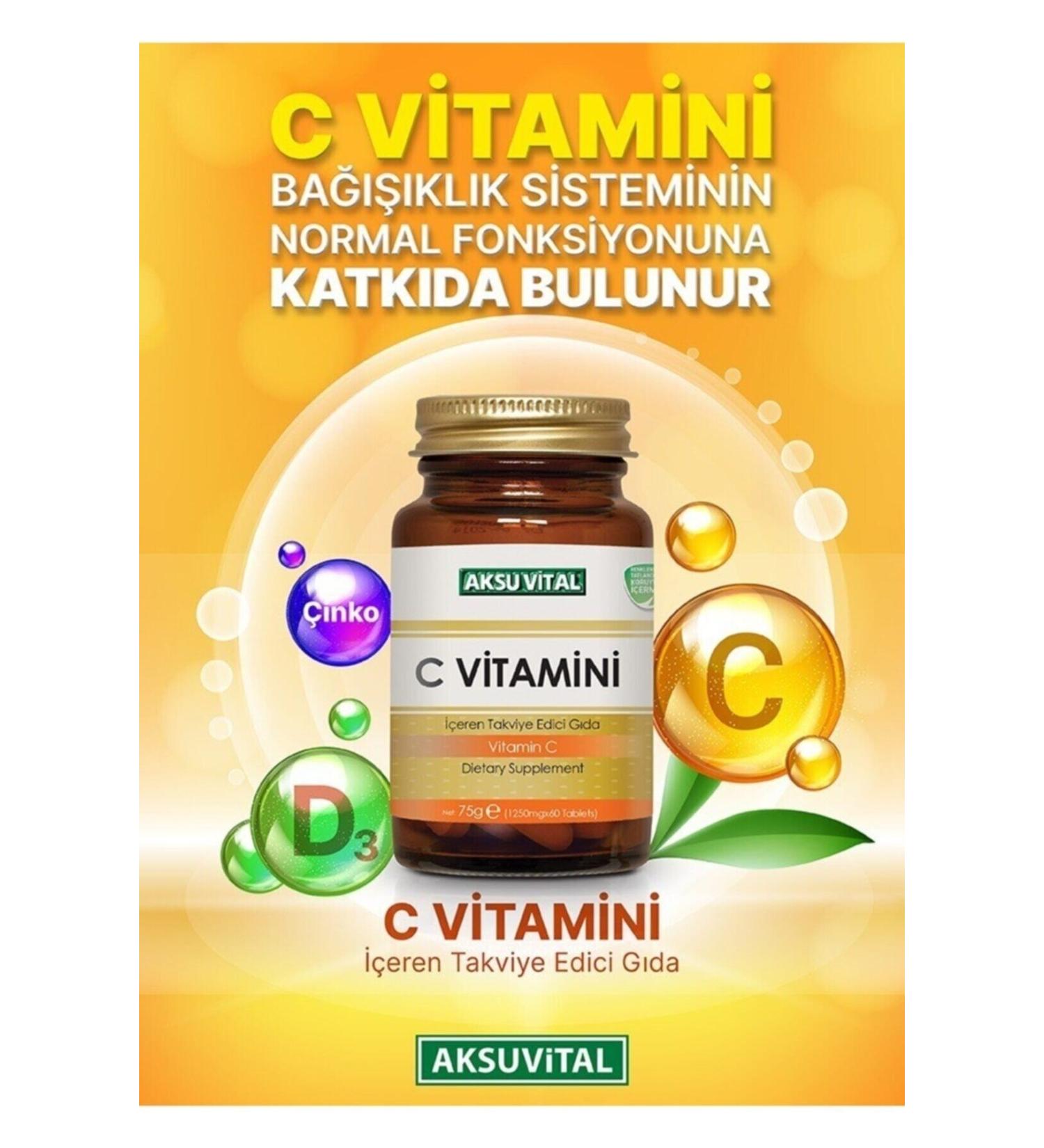 Aksu Vital Vitamin C 1250 Mg 60 Tablets