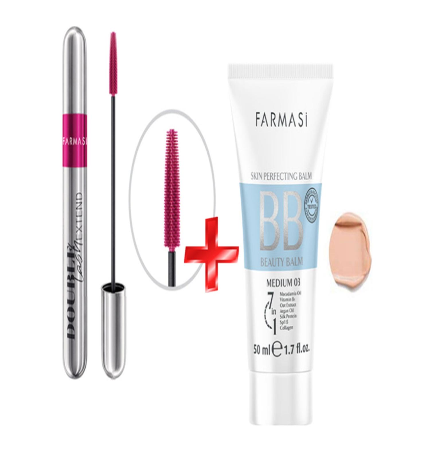 Farmasi Double Lash Extend Double Effect Mascara + Bb Cream Medium 50 ml 03 (Set of 2)