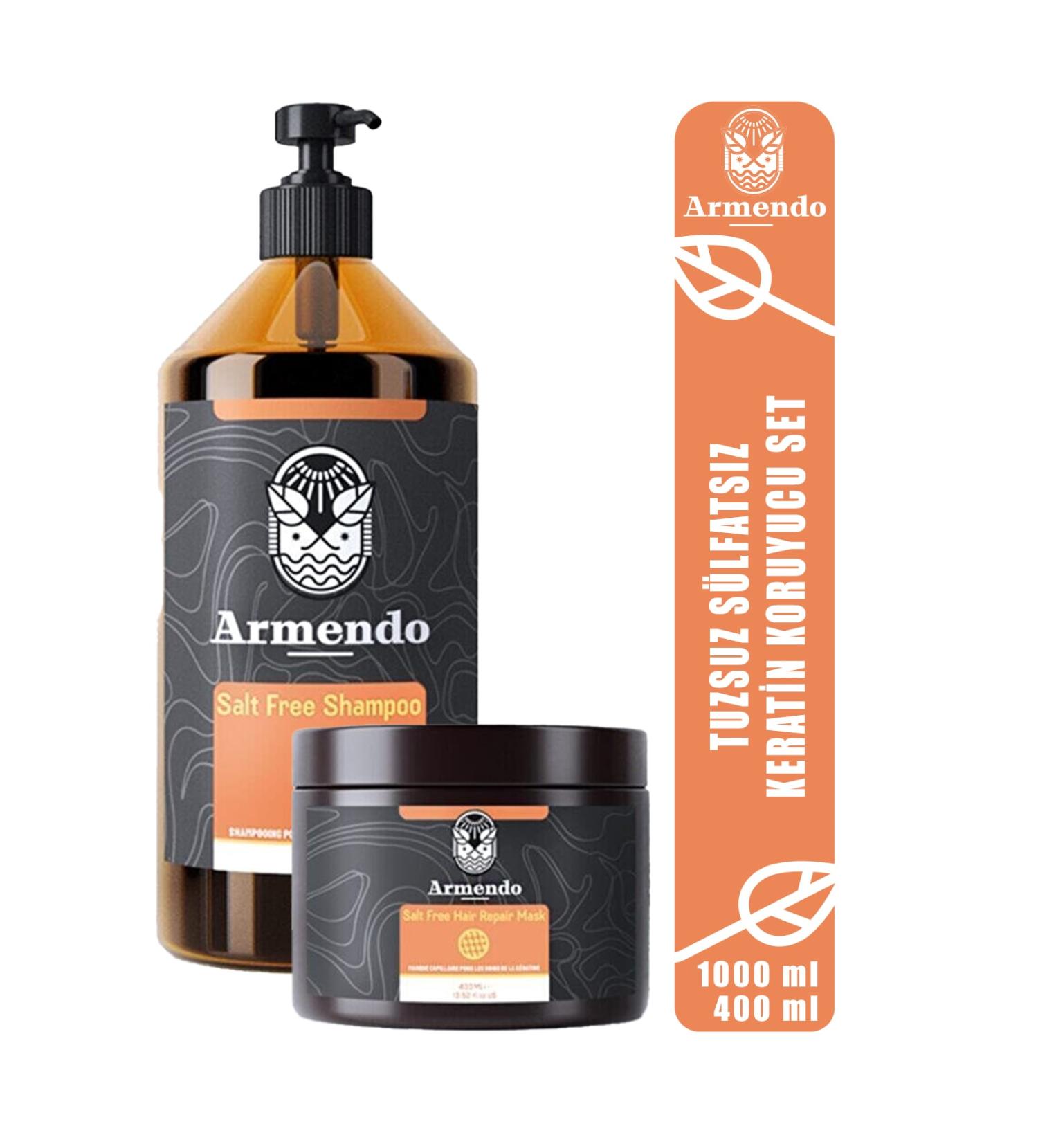 Armendo Salt-Free Hair Care Shampoo and Salt-Free Hair Mask Set - Buy Online on GoSupps.com