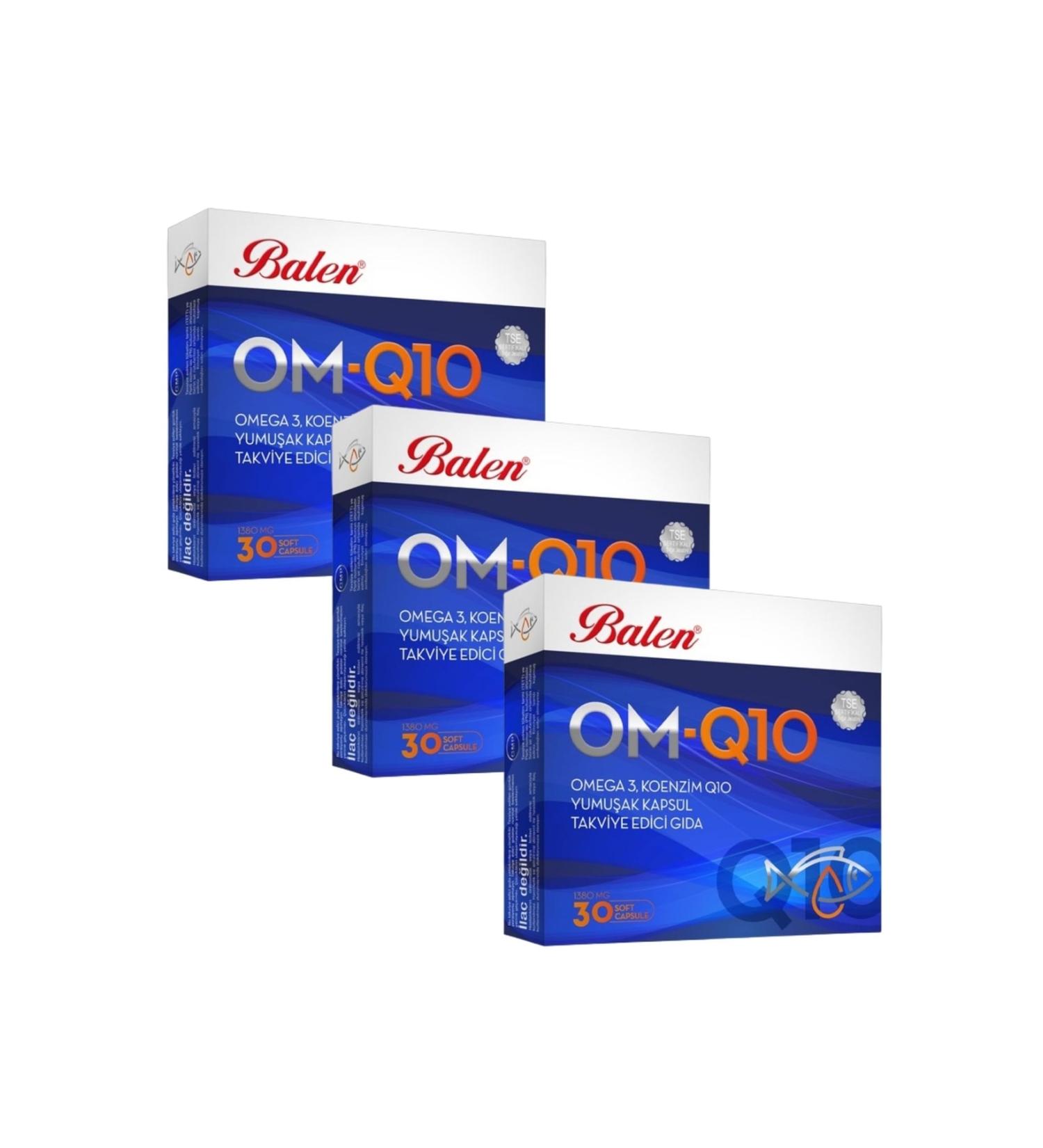 Balen Om-q10 Omega 3 - Coenzyme 1380 Mg 30 Softgels X 3 Pieces