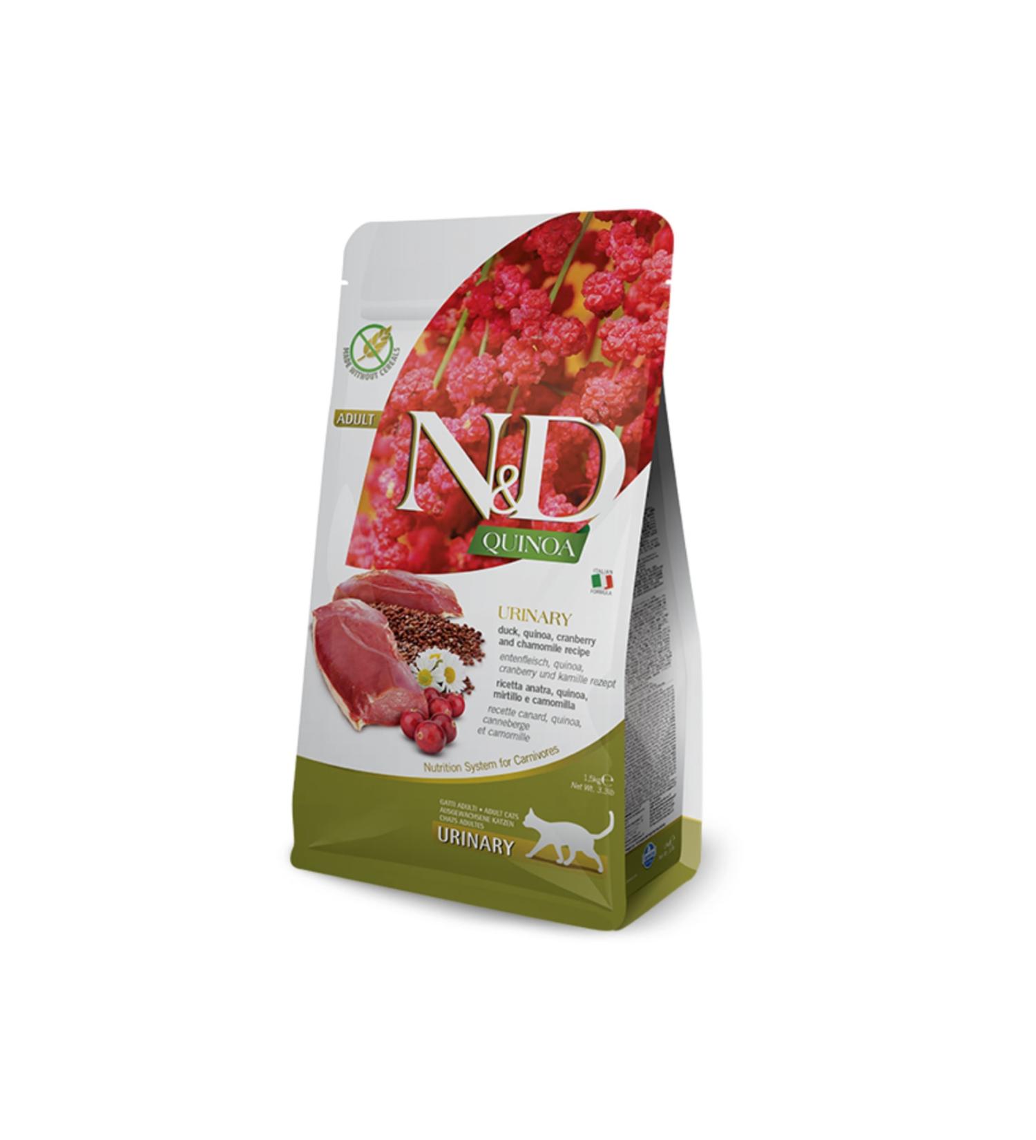 N & D Grain Free Quinoa Urinary Duck Quinoa Grain Free Duck Meat Urinary Tract Health Cat Food 1.5 Kg