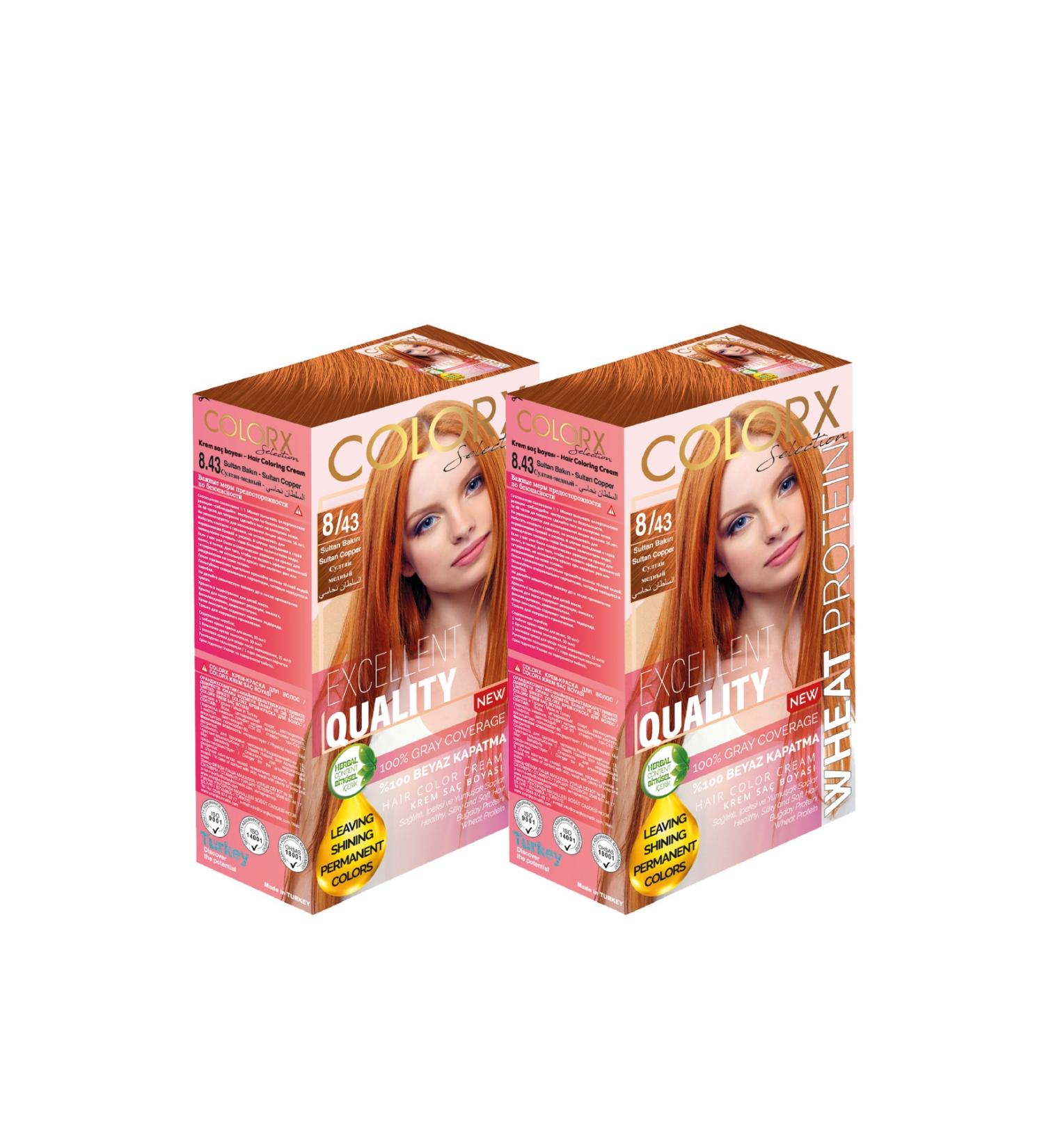 COLORX 2 Box Set Hair Dye - 8.43 - Sultan Copper
