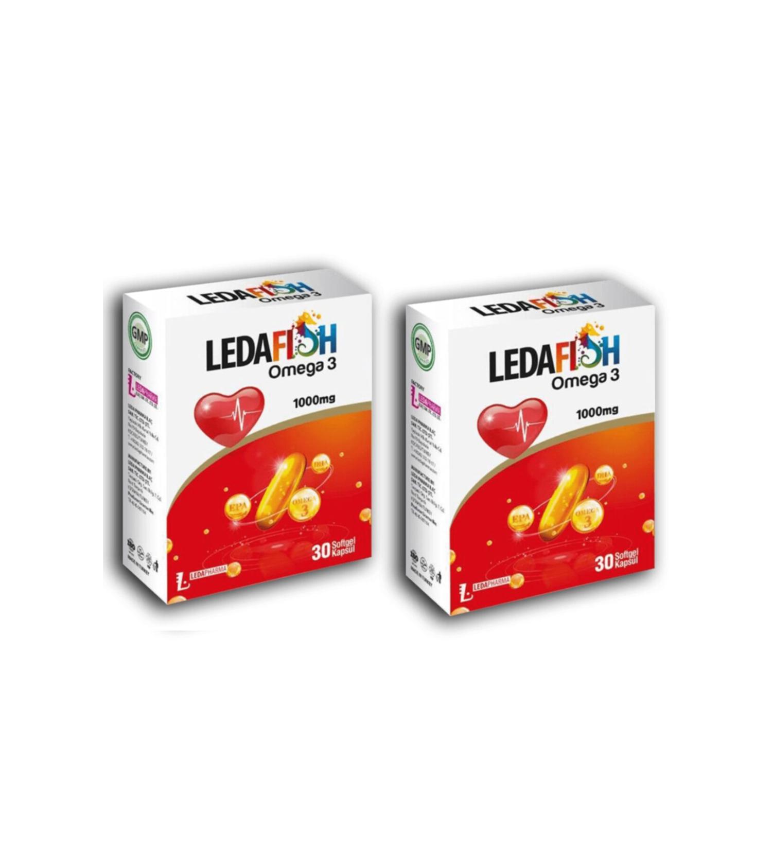 LedaPharma Ledafish Omega 3 1000mg 30 Softgel Capsules X2 Pieces