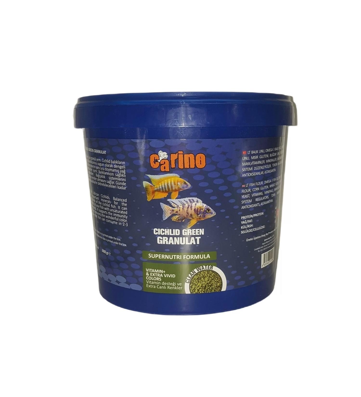 Carino Cichlid Green Granulat Cichlid Fish Food 3 Kg Bucket