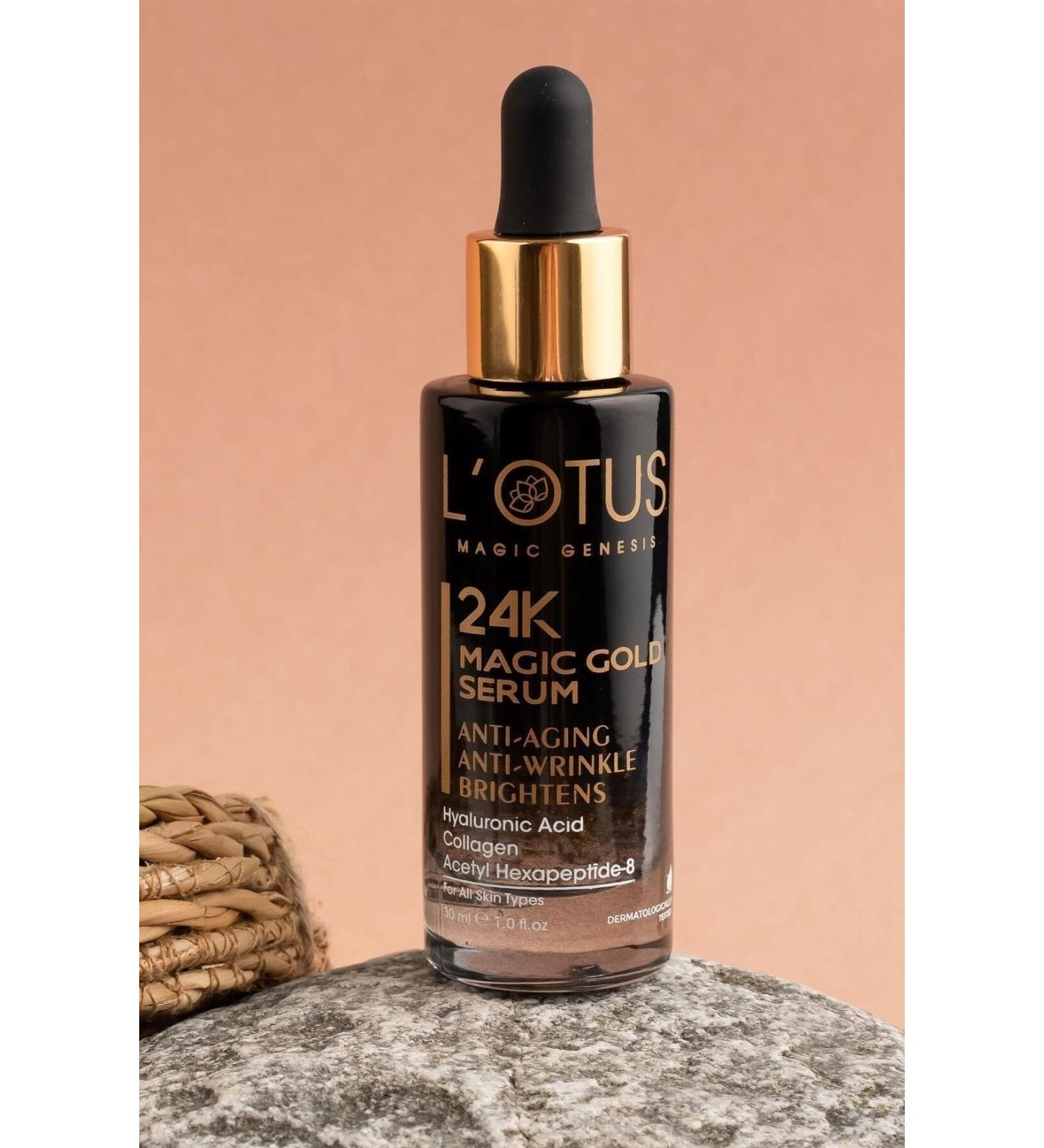 LOTUS GLOBAL COSMETIC Anti-Aging 24k Gold Particles Gold Serum 30ml - Buy Online on GoSupps.com