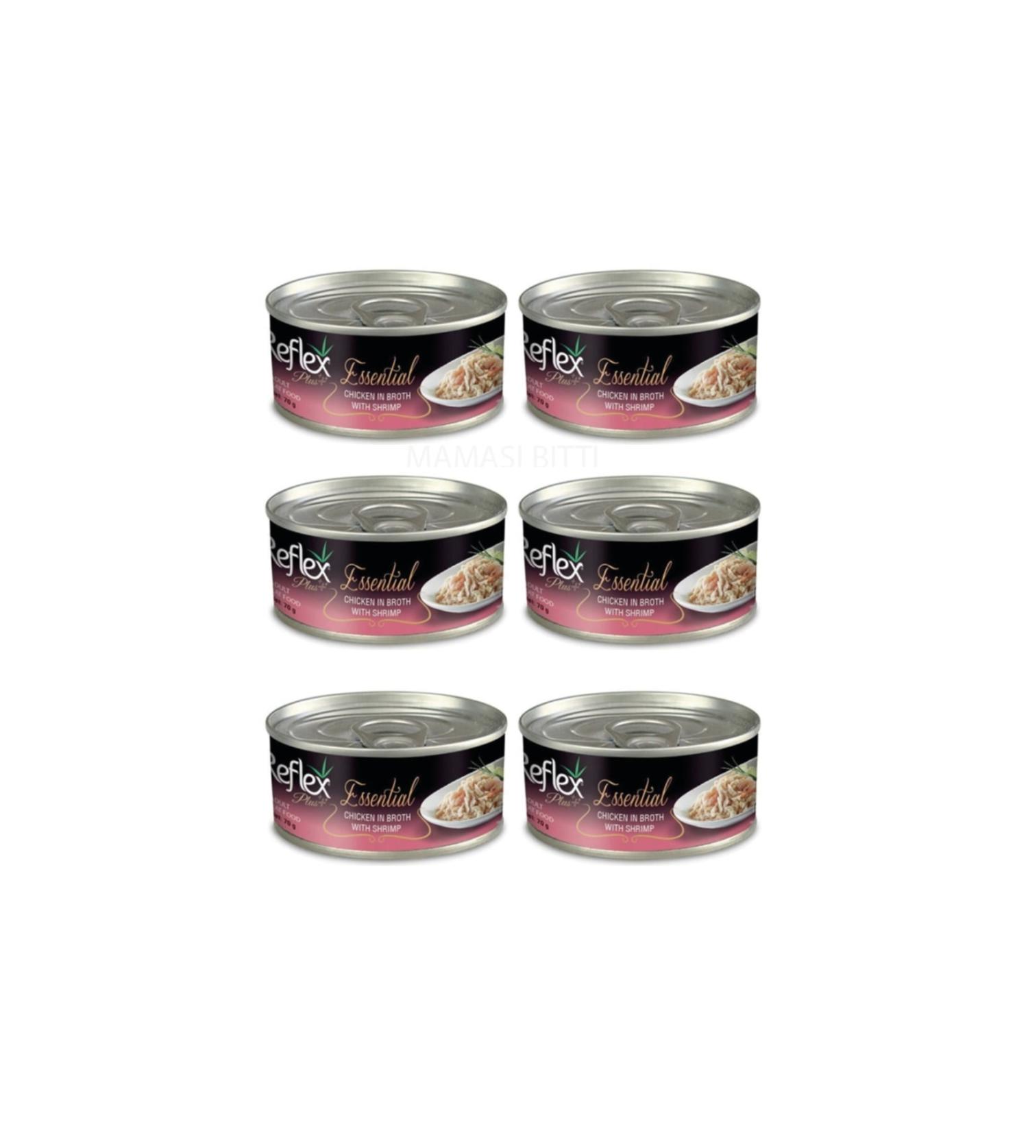 Reflex Plus Essential Chicken and Shrimp Adult Cat Canned Food 70 Gr X 6 Pieces