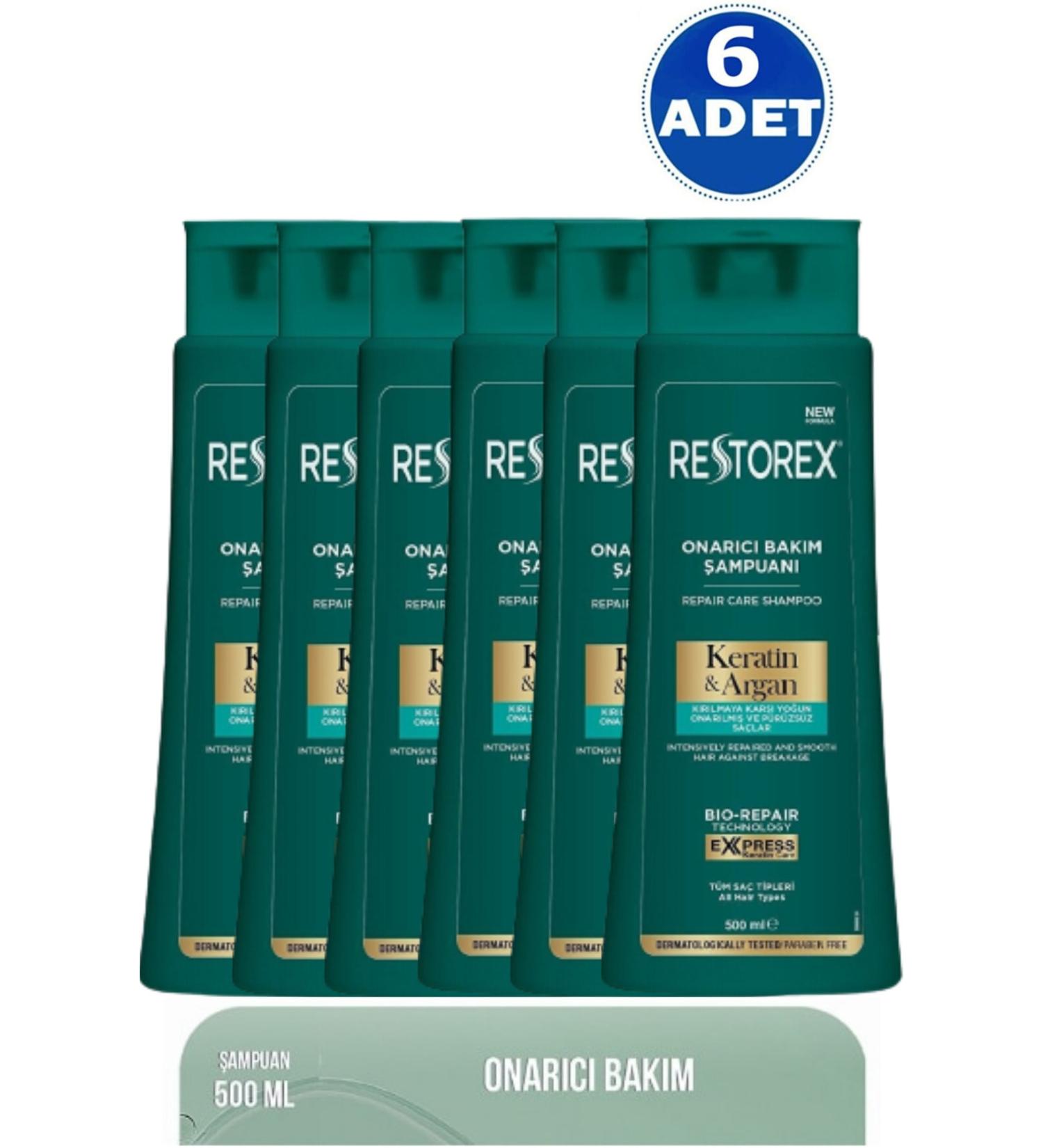 Restorex Keratin & Argan Shampoo 500 Ml 6 Pieces - Buy Online on GoSupps.com