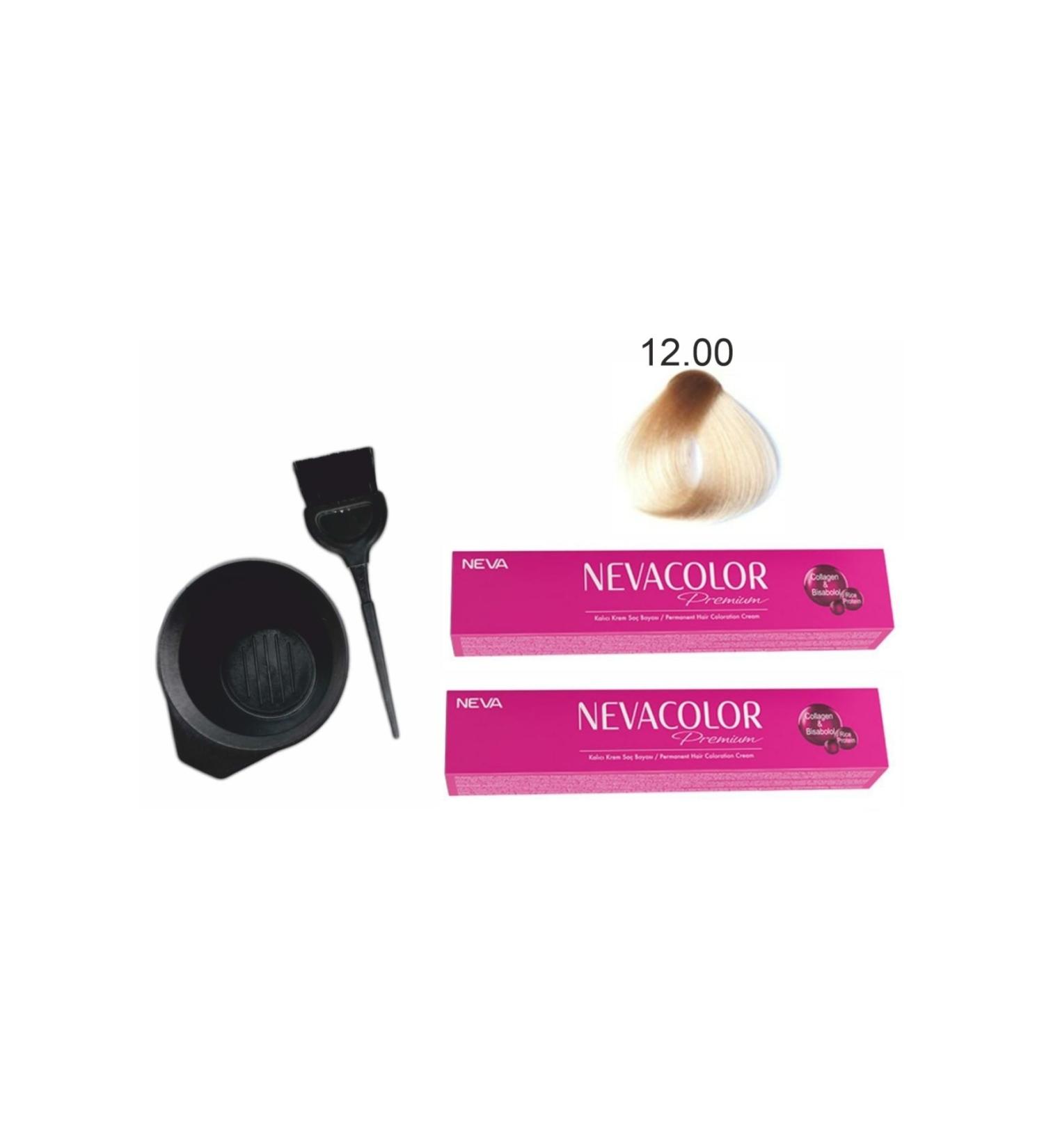 Neva Color Tube Dye 12.00 Intensive Natural Super Lightener Eco.2 Pack + Dyeing Set