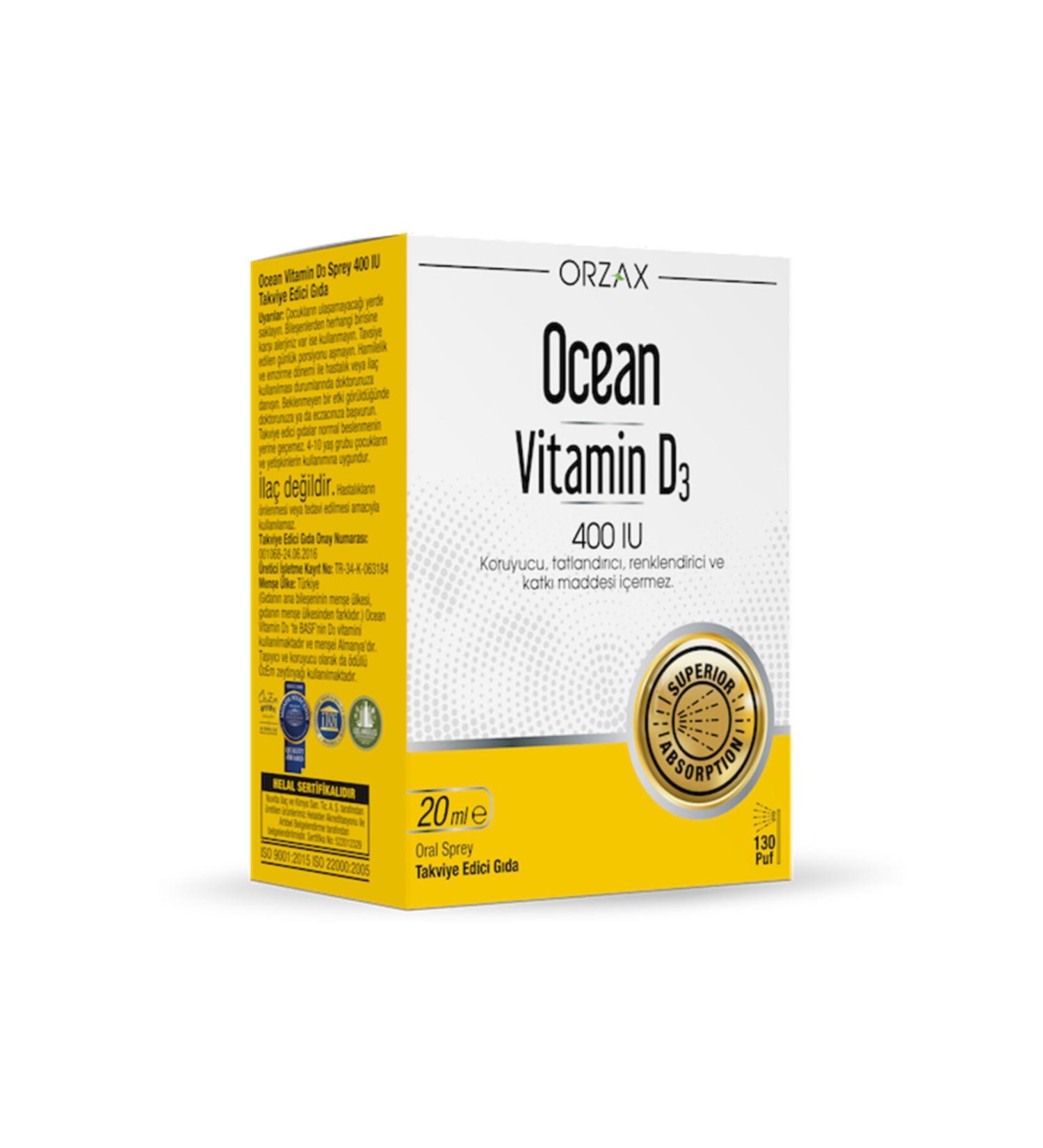 Ocean Vitamin D3 400 Iu Spray 20 ml - Skt: 11/2022