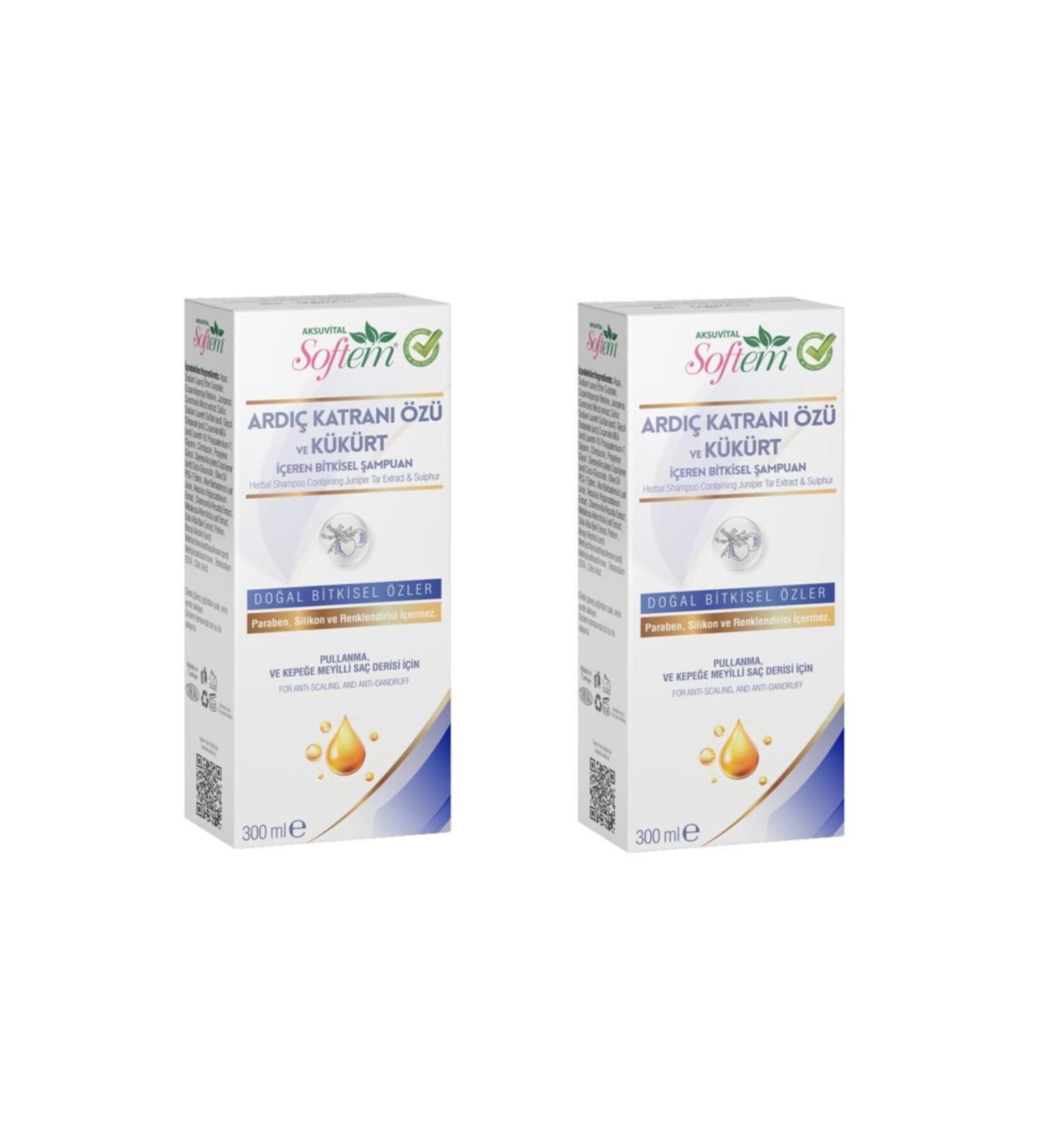 Softem Aksu Vital Juniper Tar Extract and Sulfur Shampoo 300ml X 2 Pieces