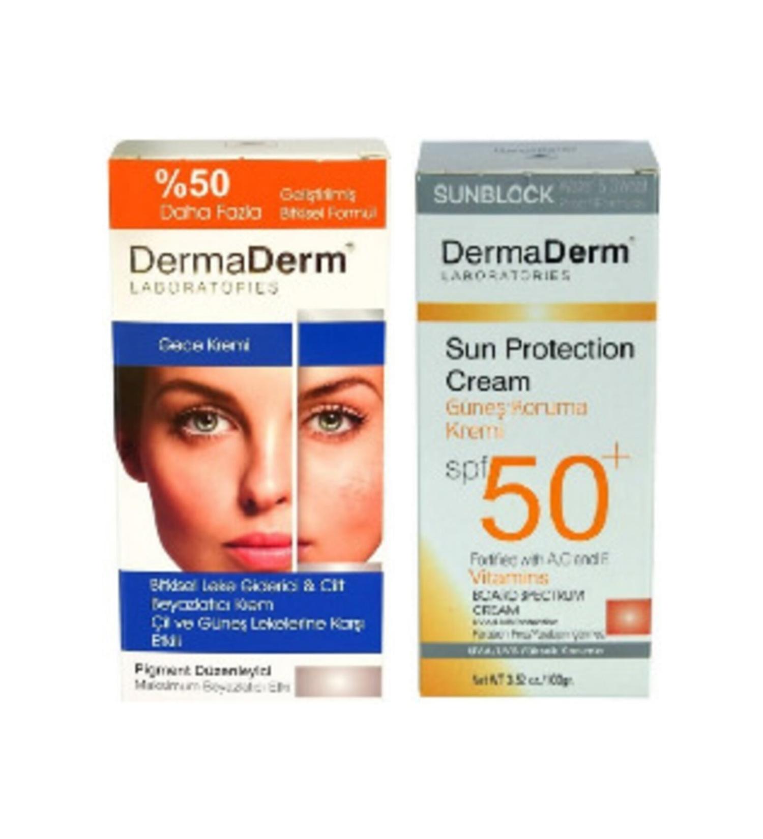 DermaDerm Sun Protection Cream 100 g and Cream Against Freckles and Sun Spots 100 g