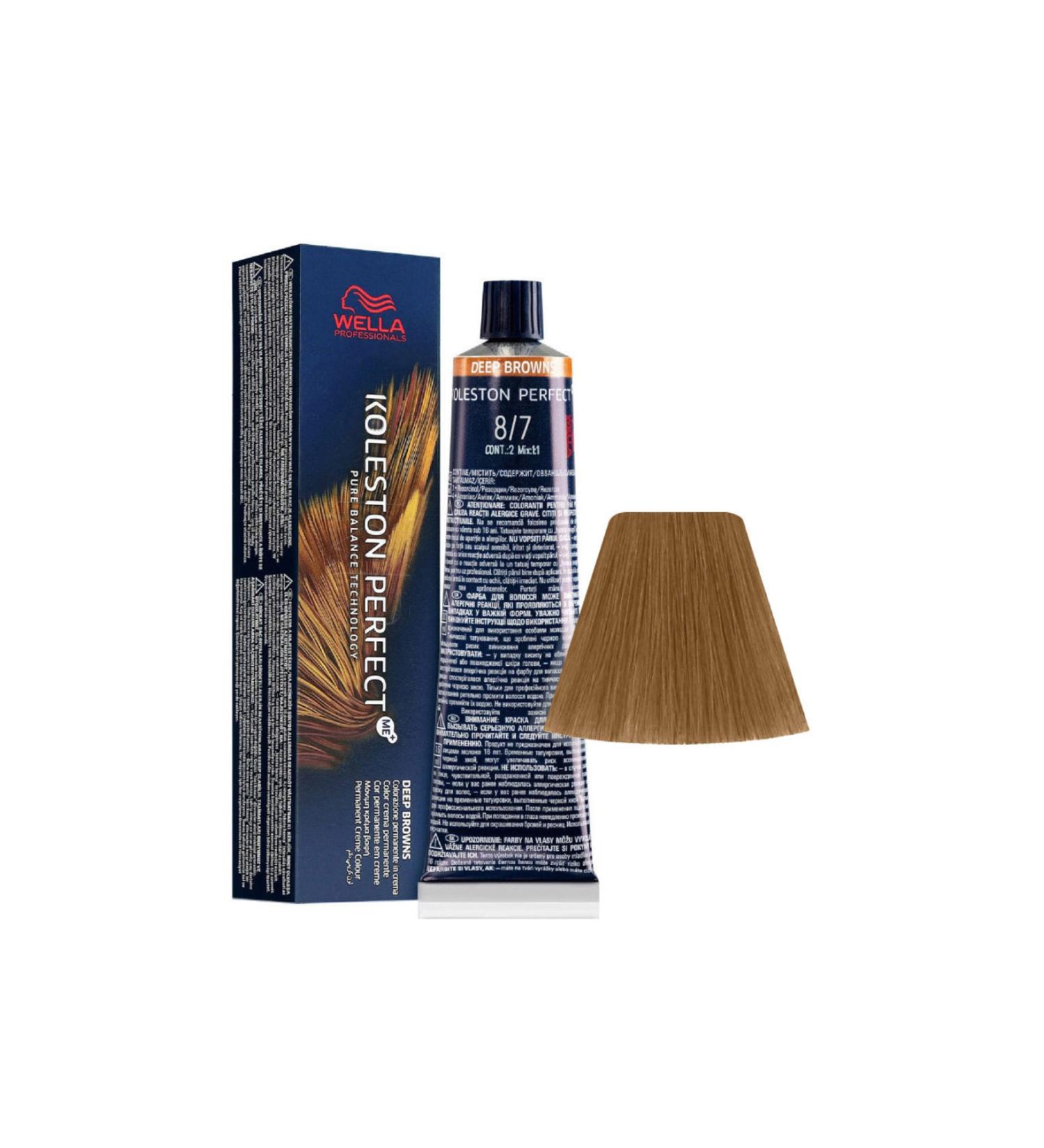 Wella Koleston Perfect Me+ 8/7 Light Blonde Brown Defined Permament Hair Color Cream 60ml