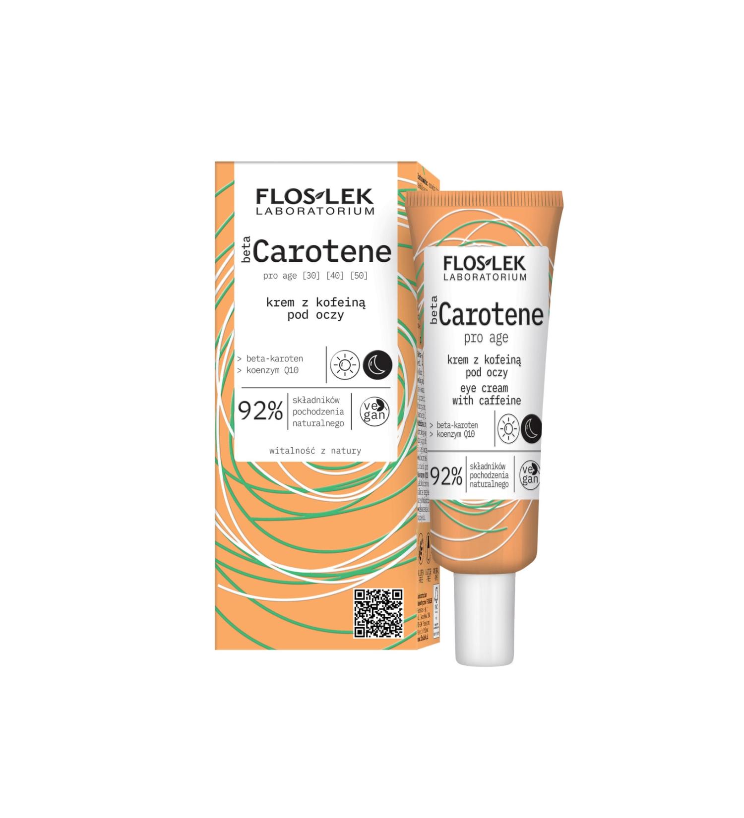 Floslek Beta Carotene and Caffeine Eye Contour Care Cream for Wrinkle Prone Skin 20ml