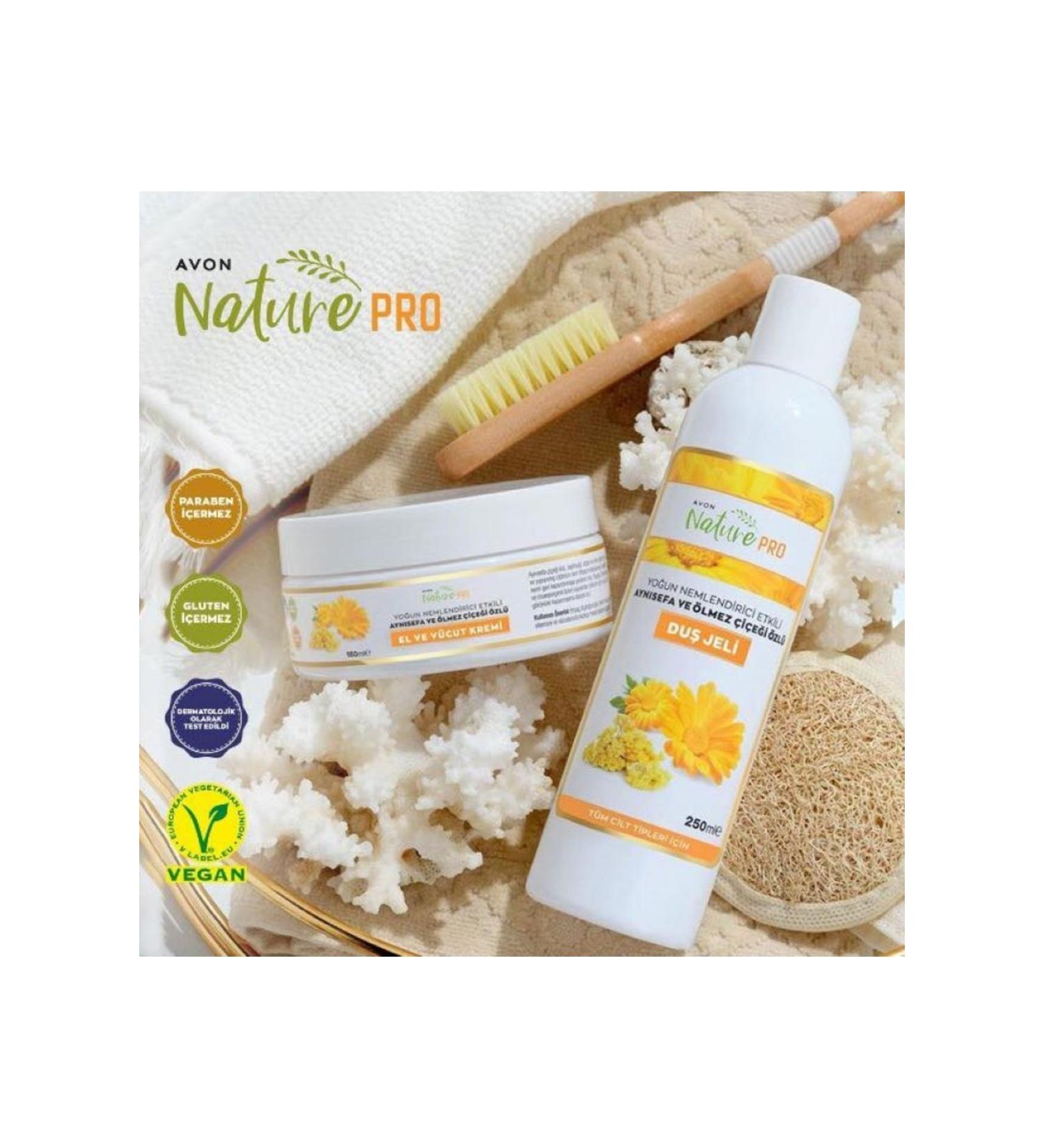 Avon Calendula and Immortelle Essence Shower Gel 250 ml and Hand Cream 160 ml Package