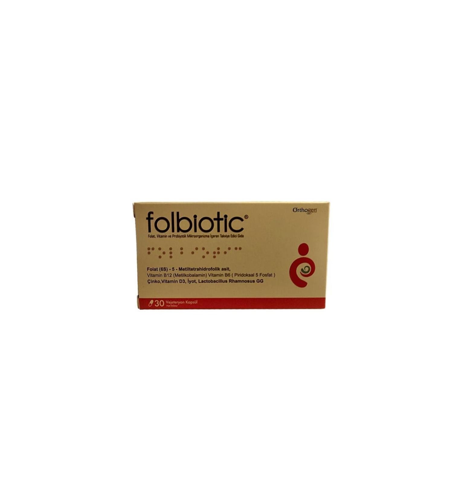 Orthogen Folbiotic Food Supplement Containing Folate Vitamins and Probiotics 30 Capsules